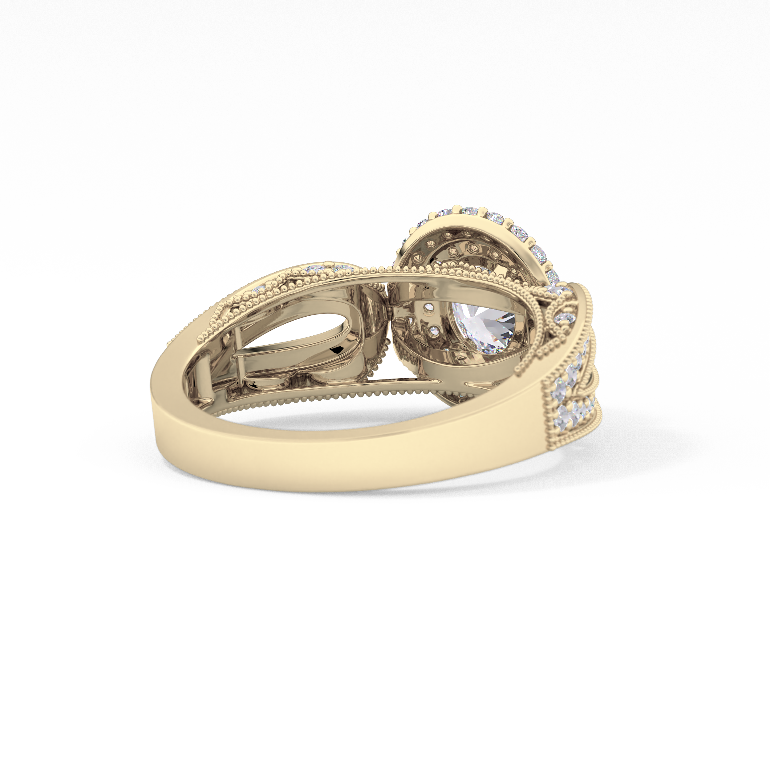 Oval Double Halo & Pave Lab Grown Diamond Engagement Ring