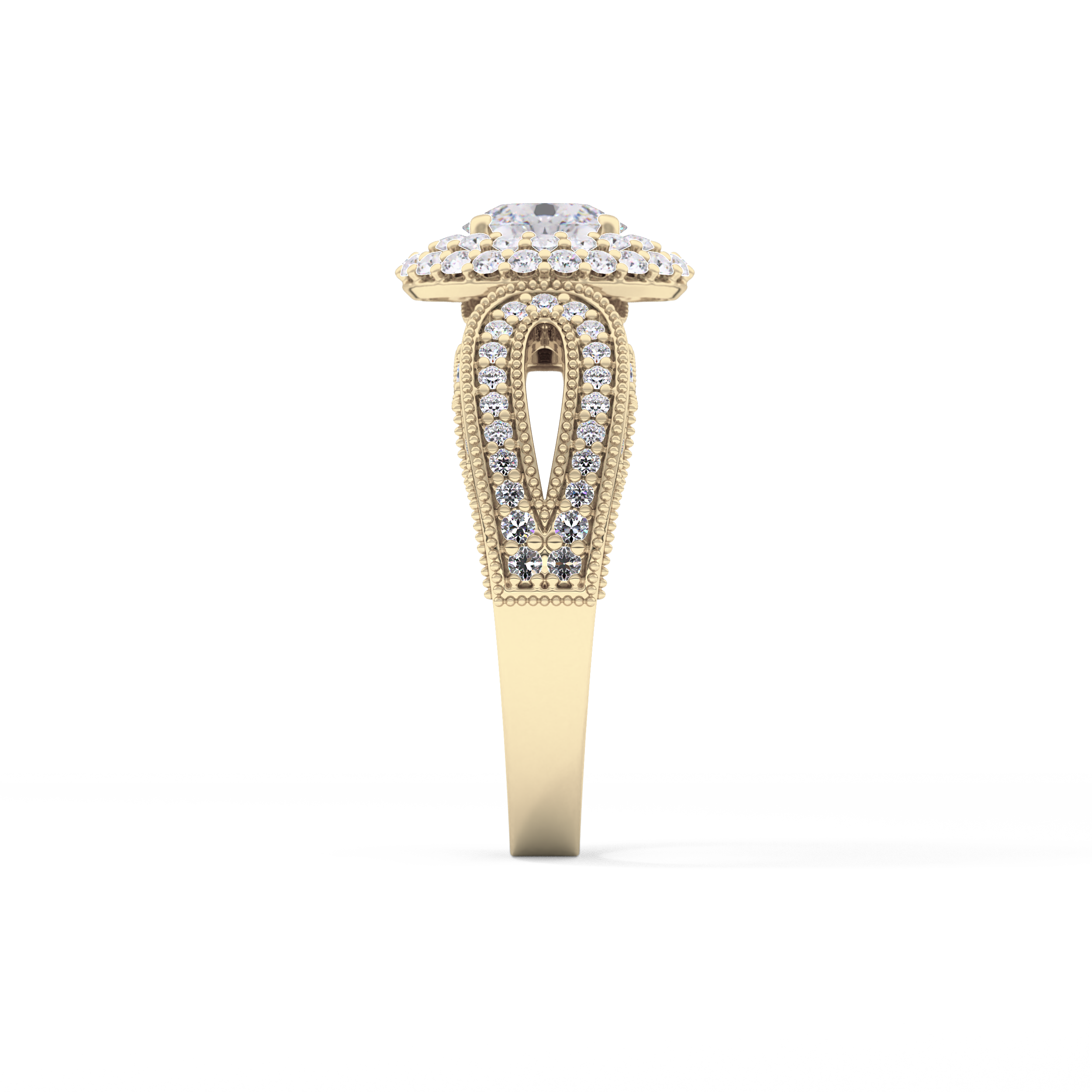 Oval Double Halo & Pave Lab Grown Diamond Engagement Ring