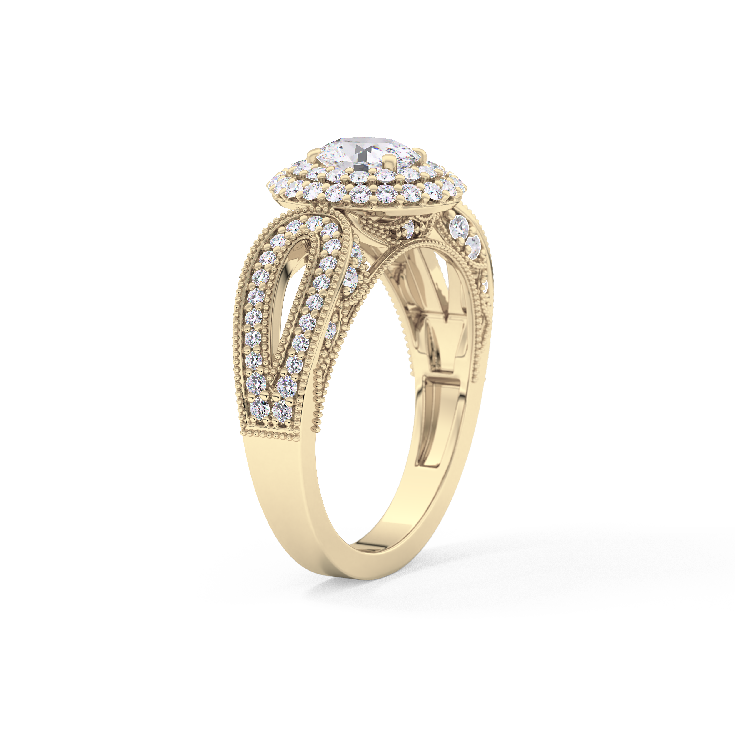 Oval Double Halo & Pave Lab Grown Diamond Engagement Ring