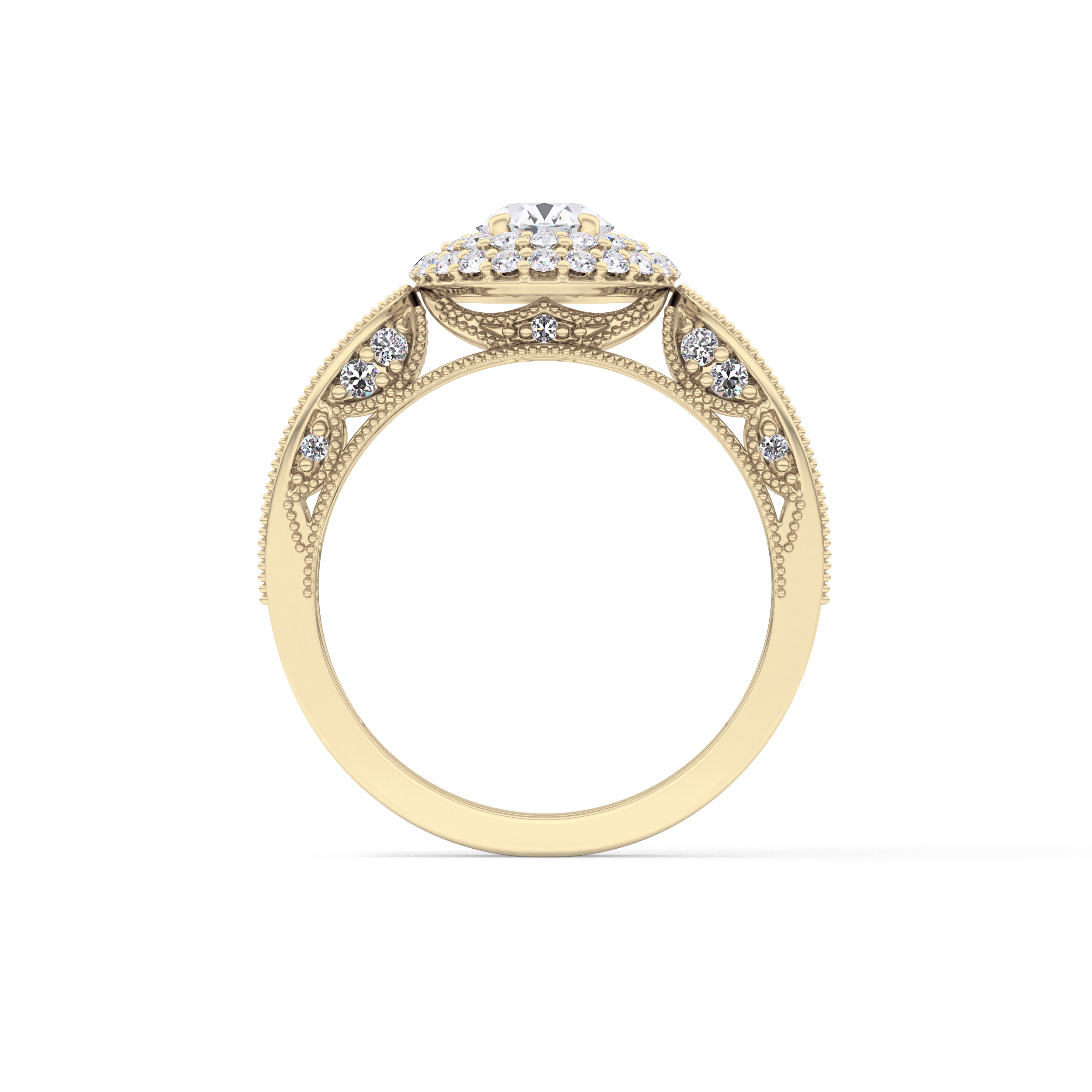 Oval Double Halo & Pave Lab Grown Diamond Engagement Ring