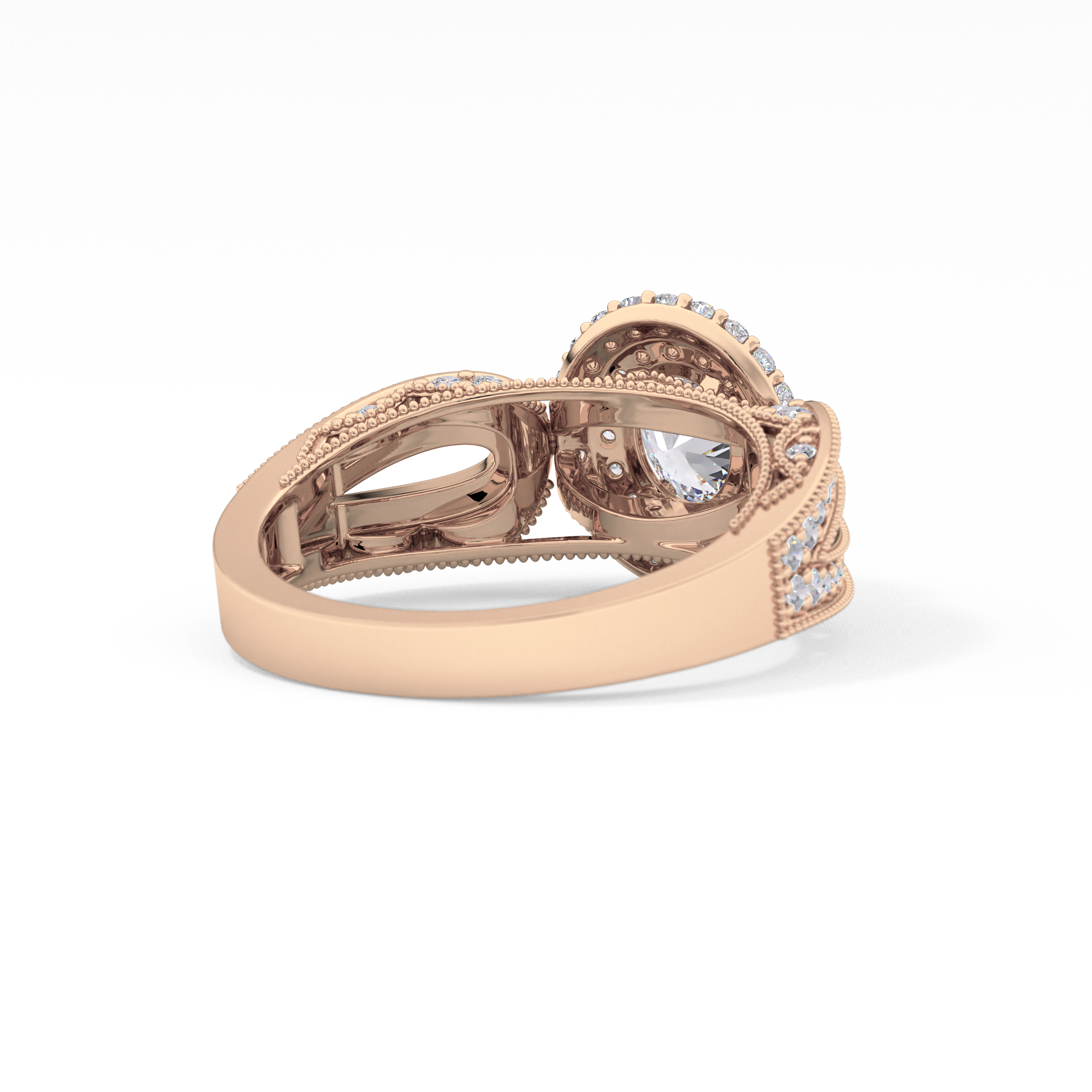 Oval Double Halo & Pave Lab Grown Diamond Engagement Ring