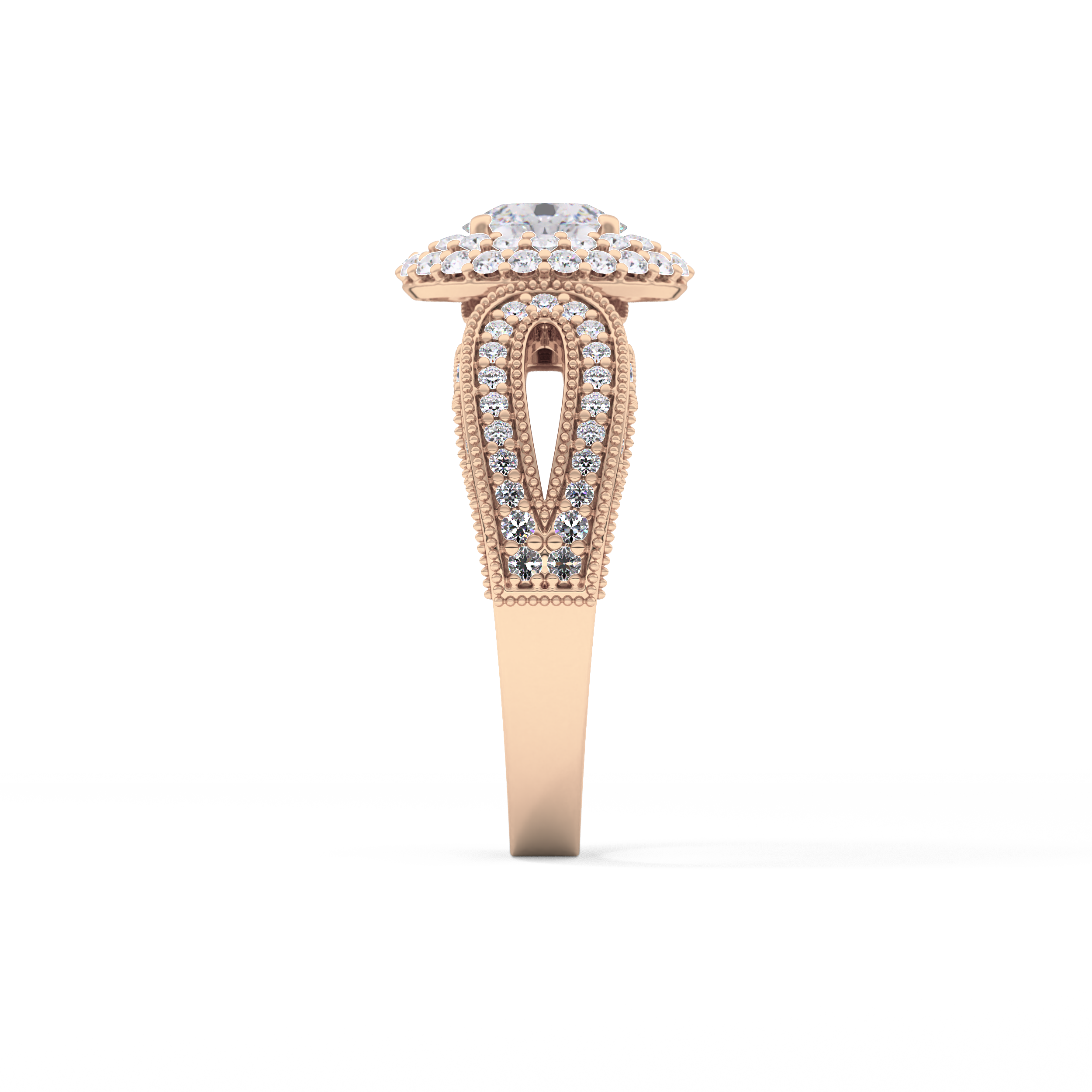 Oval Double Halo & Pave Lab Grown Diamond Engagement Ring