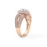 Oval Double Halo & Pave Lab Grown Diamond Engagement Ring