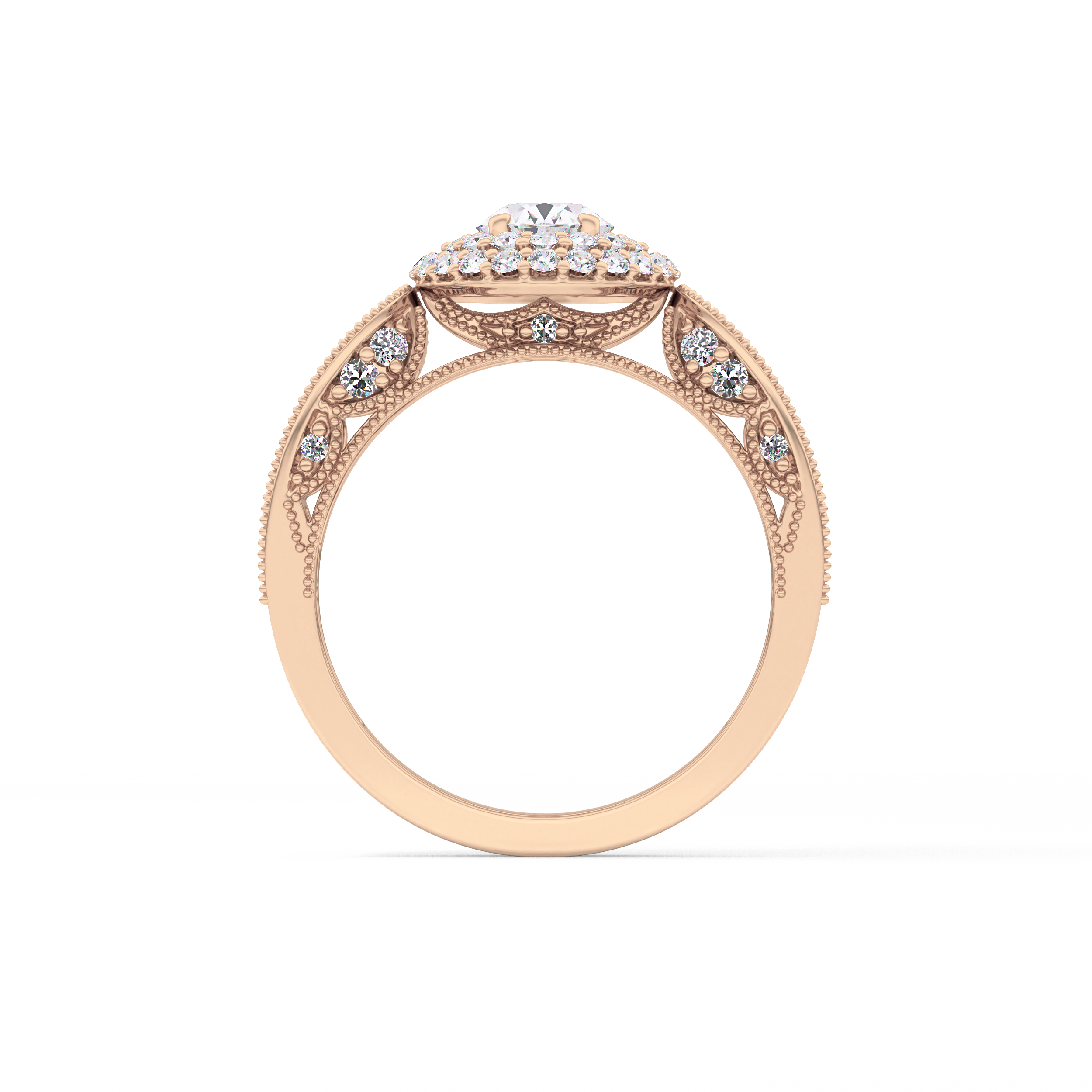 Oval Double Halo & Pave Lab Grown Diamond Engagement Ring