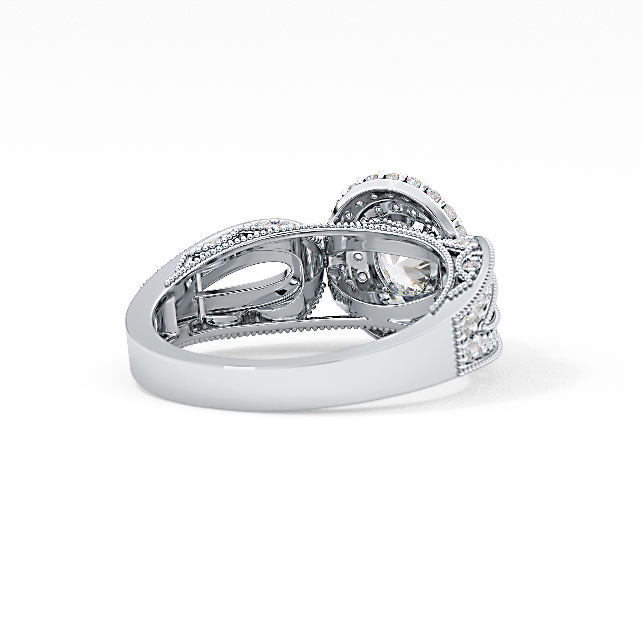 Oval Double Halo & Pave Lab Grown Diamond Engagement Ring