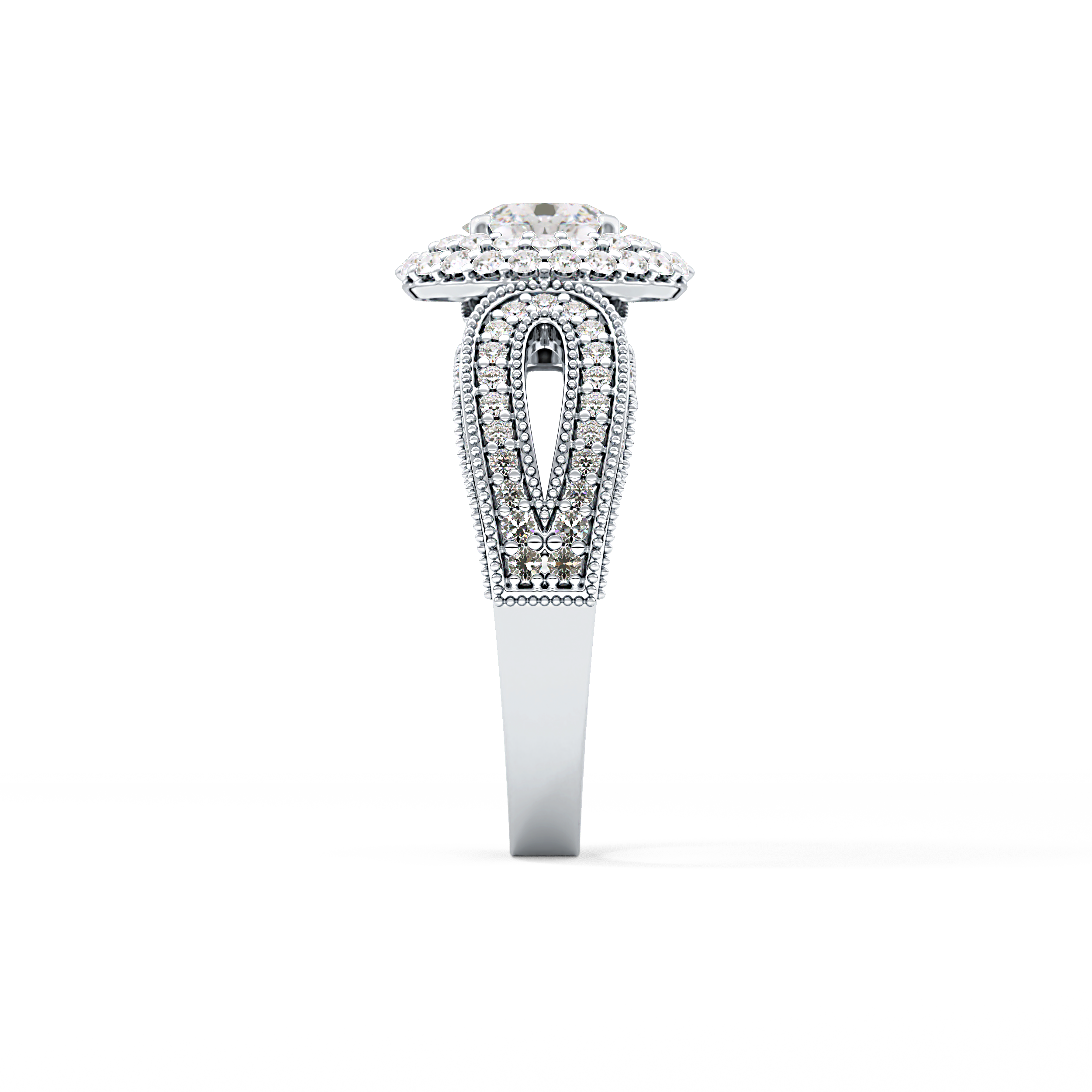 Oval Double Halo & Pave Lab Grown Diamond Engagement Ring