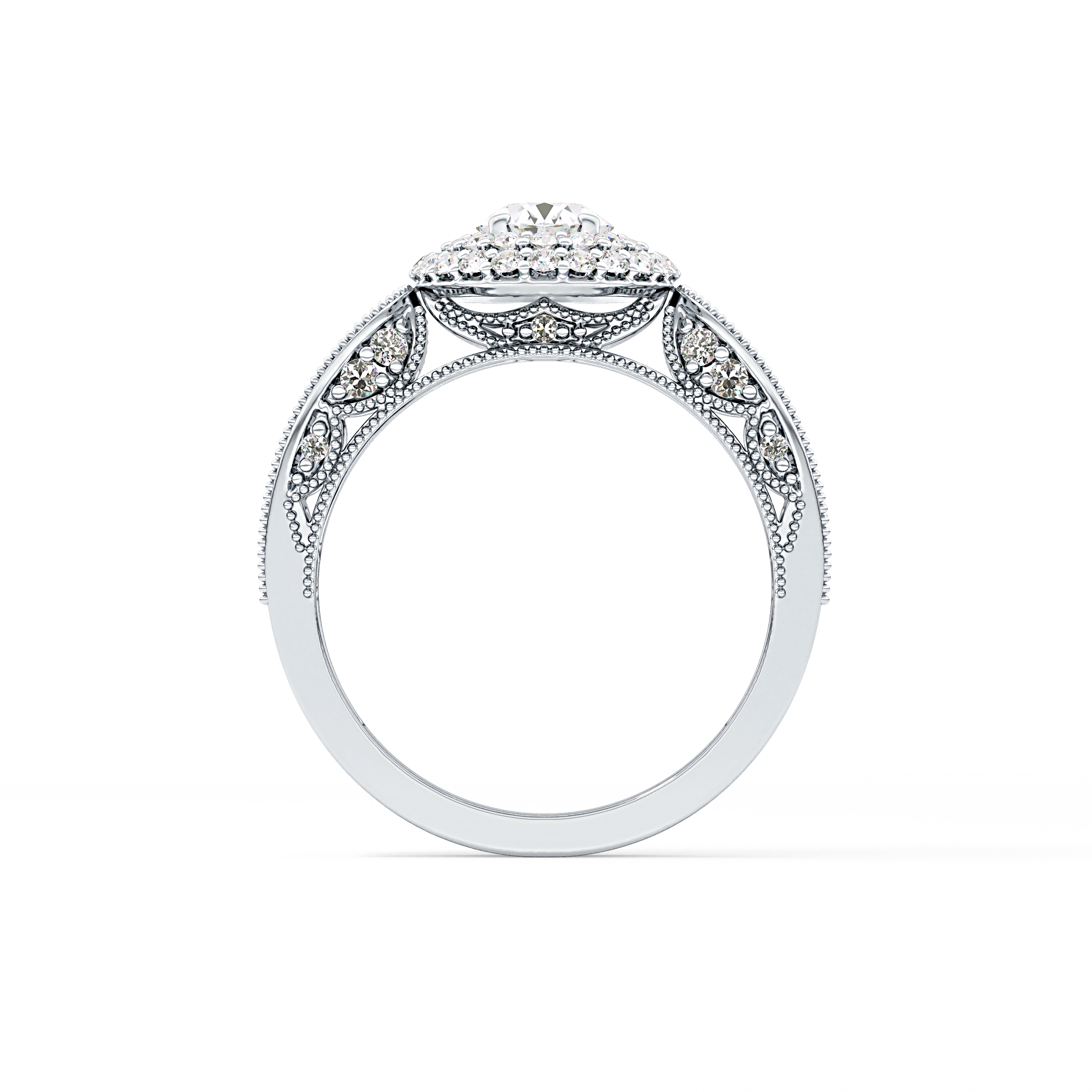 Oval Double Halo & Pave Lab Grown Diamond Engagement Ring
