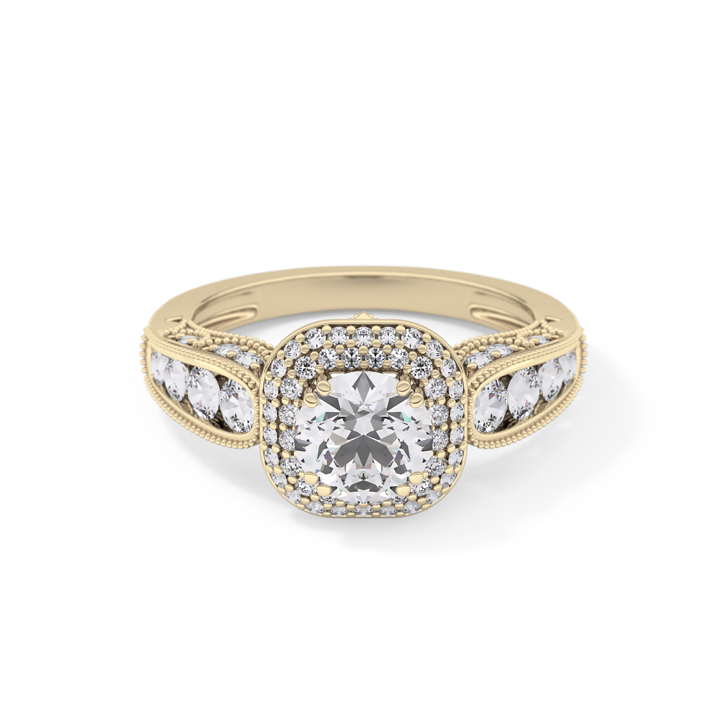 Round Halo & Pave Lab Grown Diamond Engagement Ring