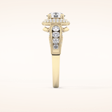 1.05 CT Round Shaped Double Halo & Pave Moissanite Engagement Ring