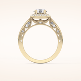 1.05 CT Round Shaped Double Halo & Pave Moissanite Engagement Ring