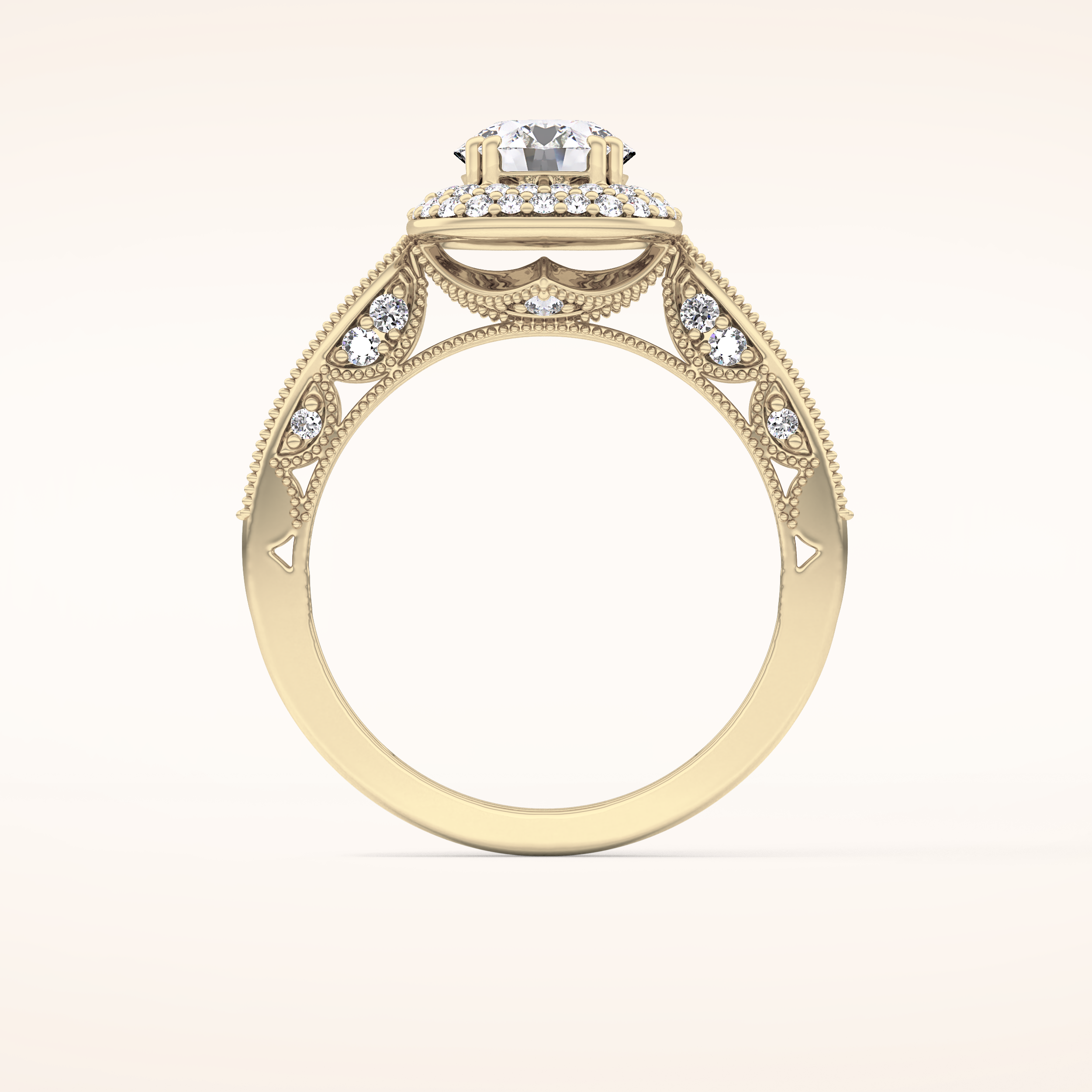 1.05 CT Round Shaped Double Halo & Pave Moissanite Engagement Ring