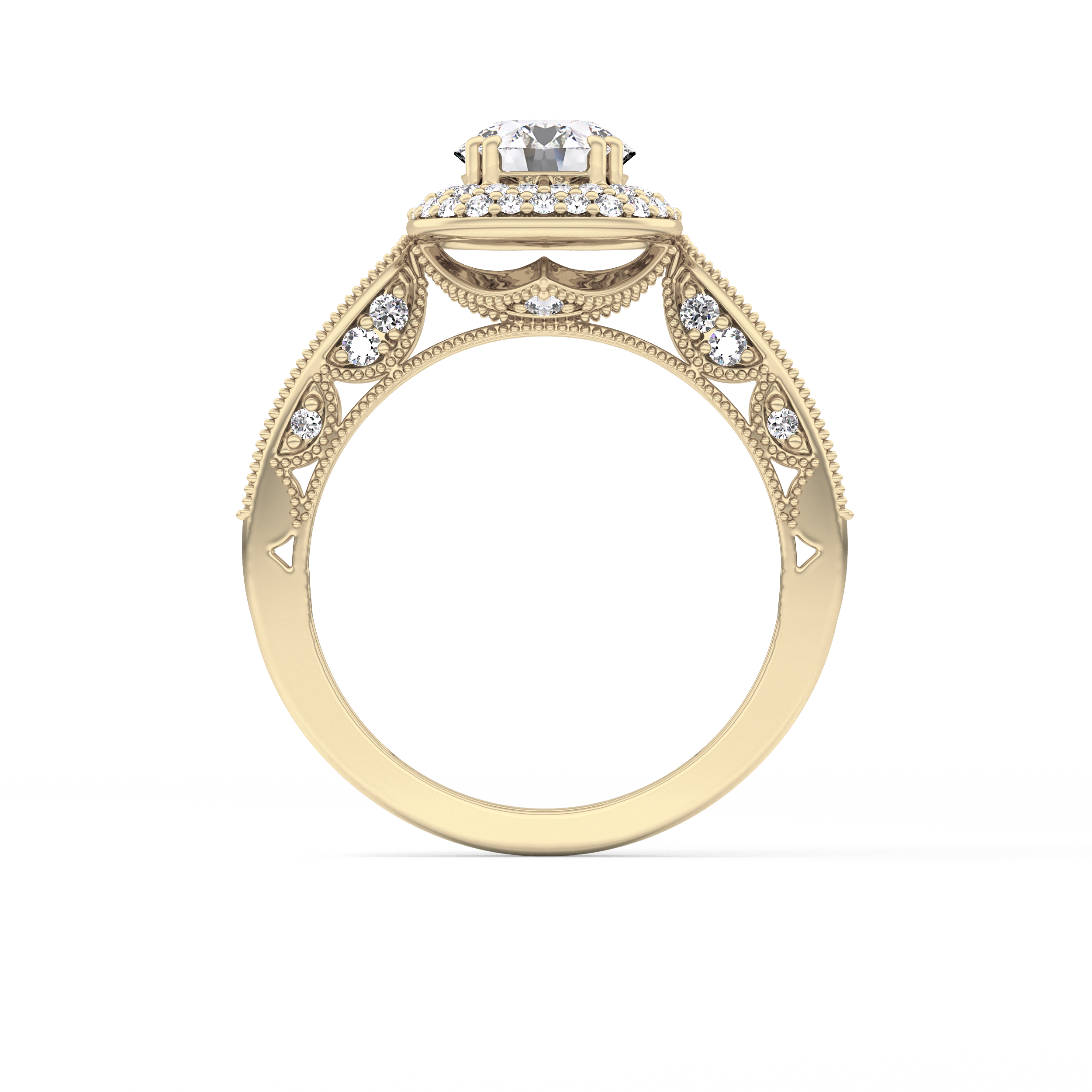 Round Halo & Pave Lab Grown Diamond Engagement Ring