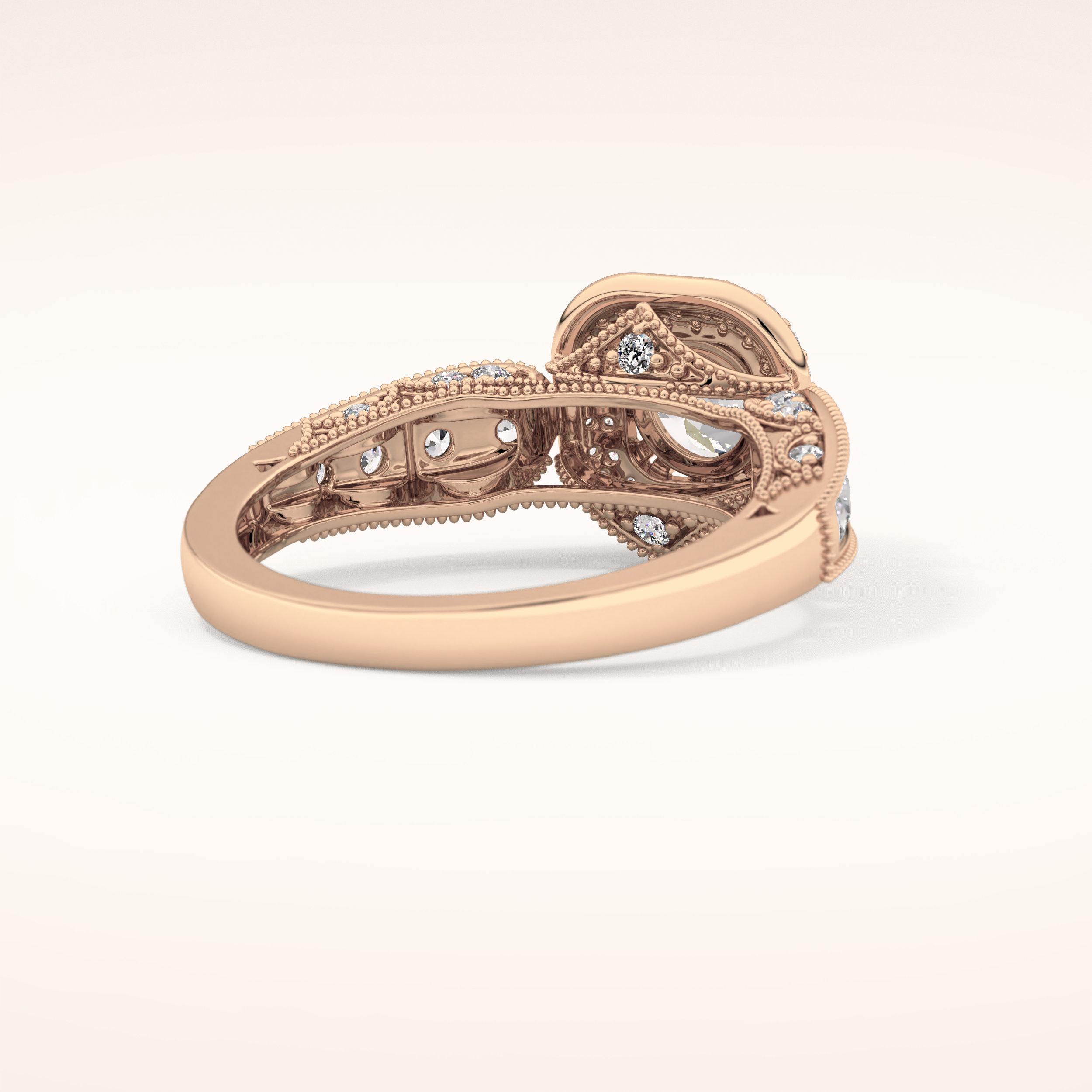 1.05 CT Round Shaped Double Halo & Pave Moissanite Engagement Ring