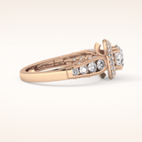 1.05 CT Round Shaped Double Halo & Pave Moissanite Engagement Ring