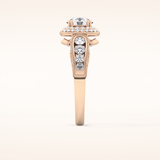 1.05 CT Round Shaped Double Halo & Pave Moissanite Engagement Ring