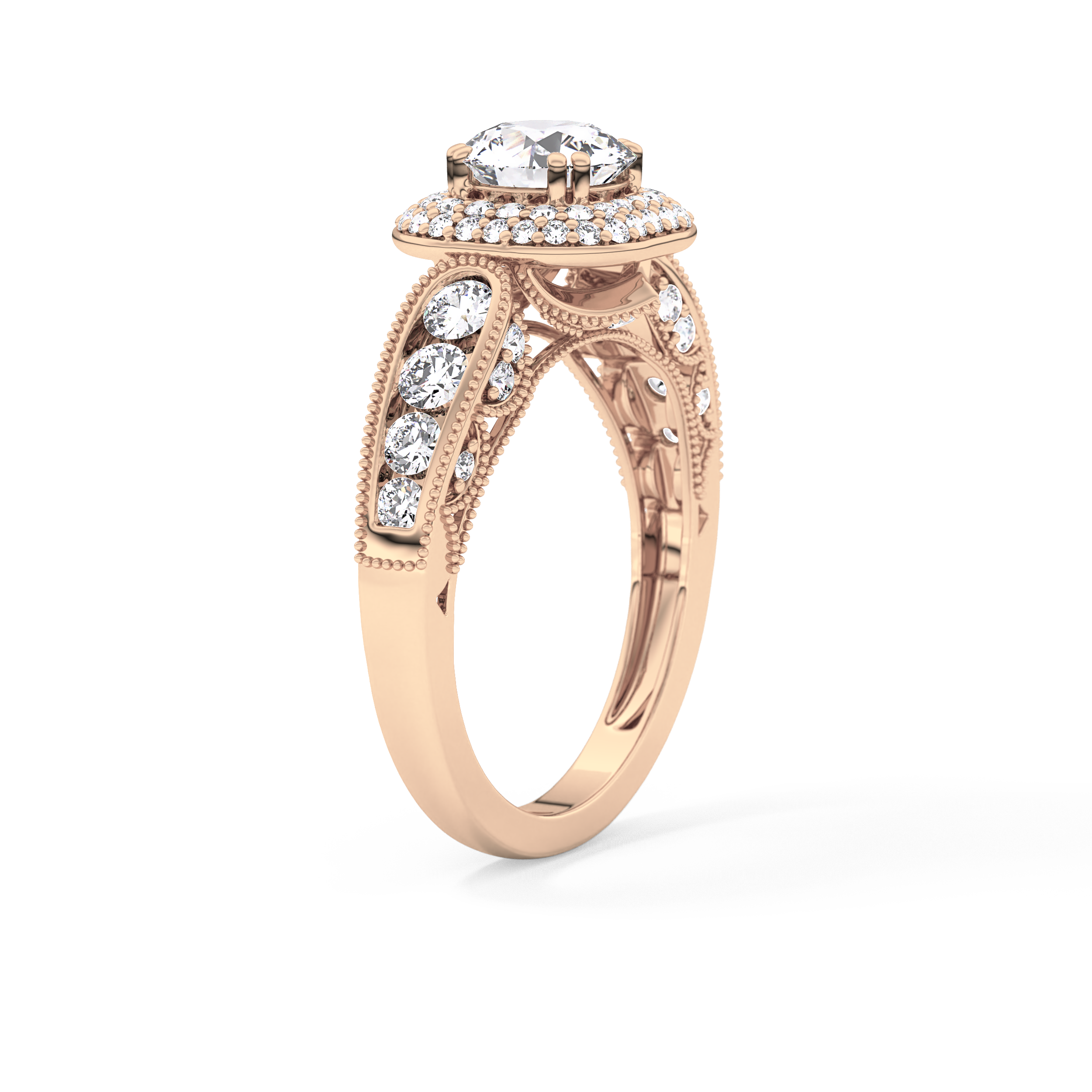 Round Halo & Pave Lab Grown Diamond Engagement Ring
