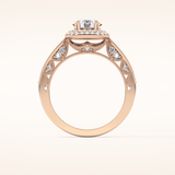 1.05 CT Round Shaped Double Halo & Pave Moissanite Engagement Ring
