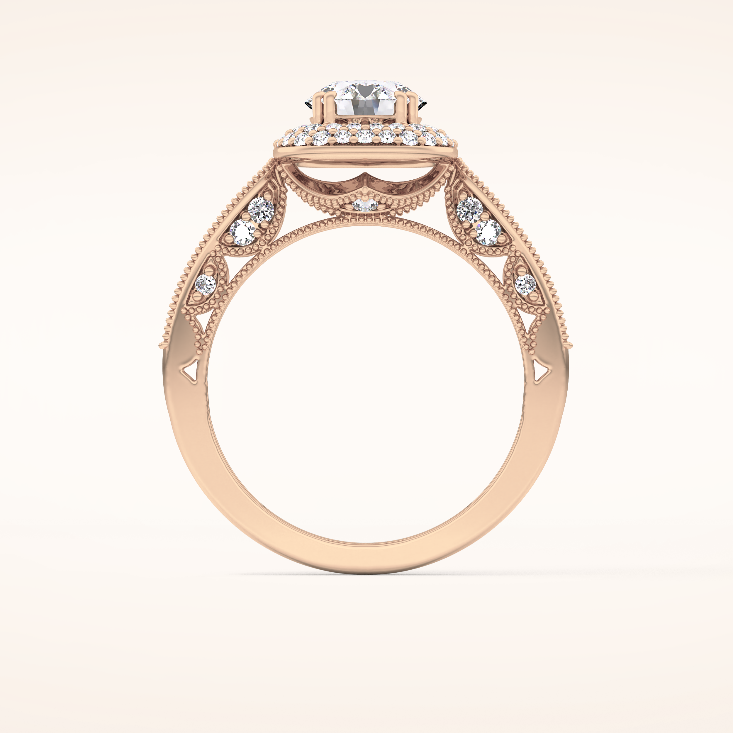 1.05 CT Round Shaped Double Halo & Pave Moissanite Engagement Ring
