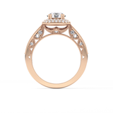Round Halo & Pave Lab Grown Diamond Engagement Ring