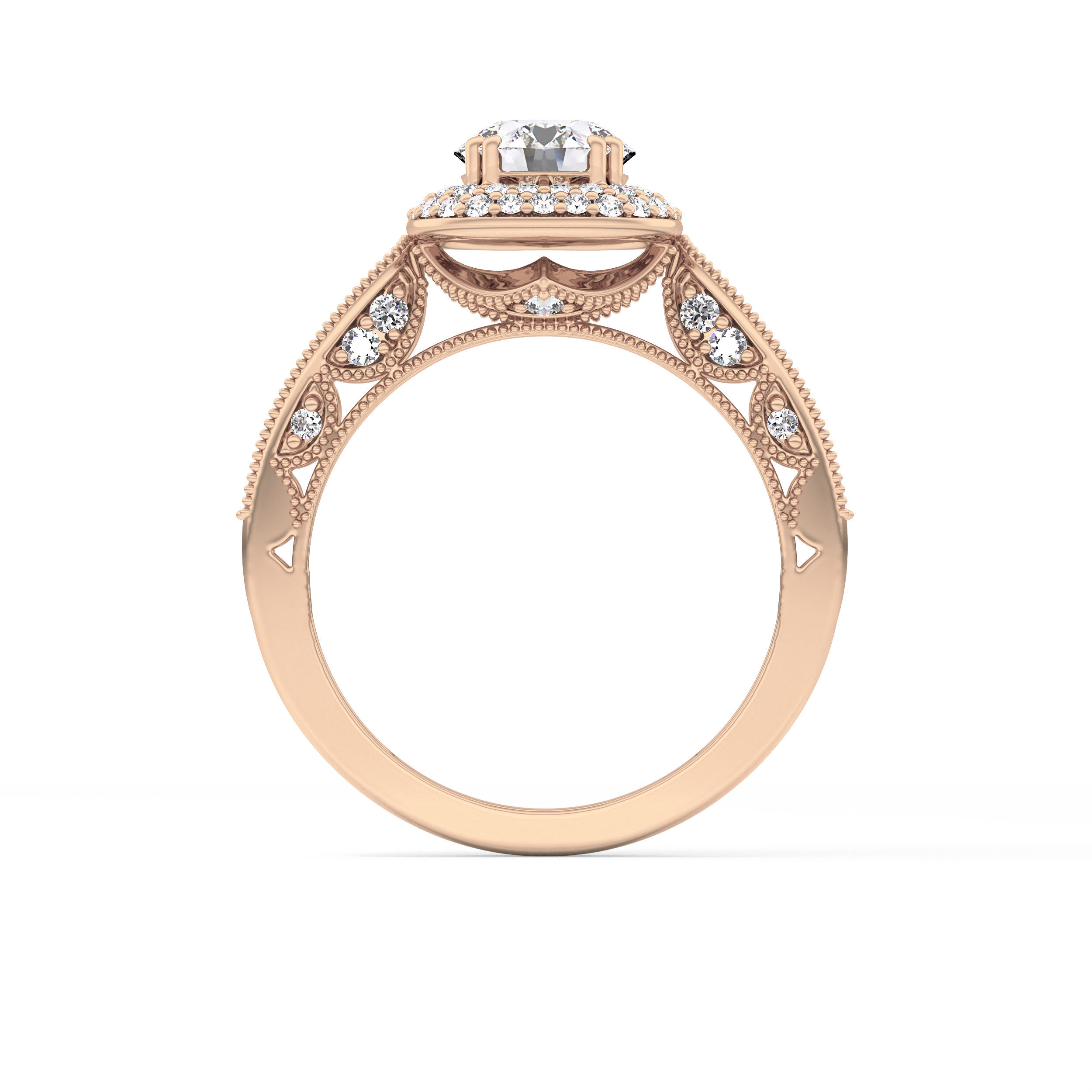 Round Halo & Pave Lab Grown Diamond Engagement Ring