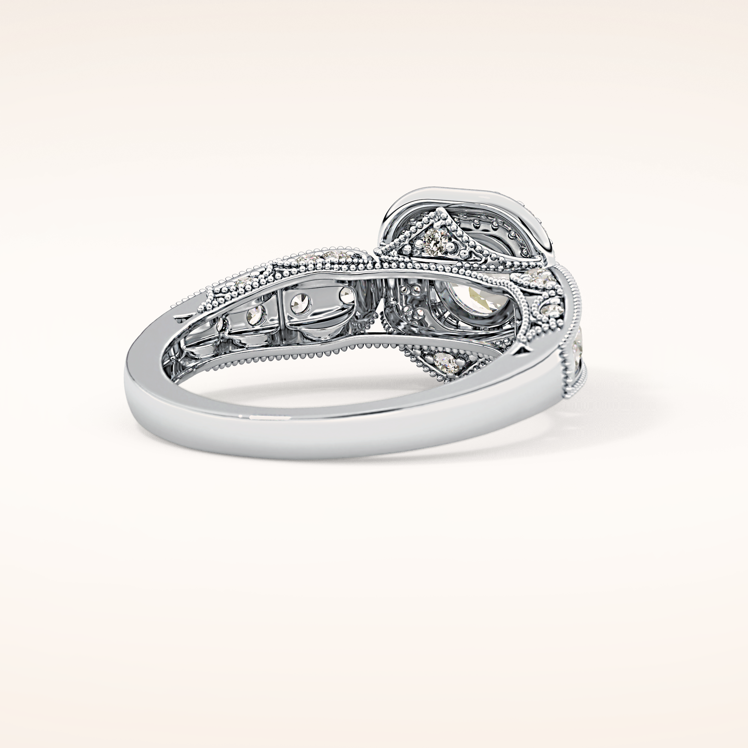 1.05 CT Round Shaped Double Halo & Pave Moissanite Engagement Ring