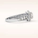 1.05 CT Round Shaped Double Halo & Pave Moissanite Engagement Ring