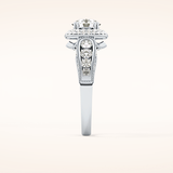 1.05 CT Round Shaped Double Halo & Pave Moissanite Engagement Ring