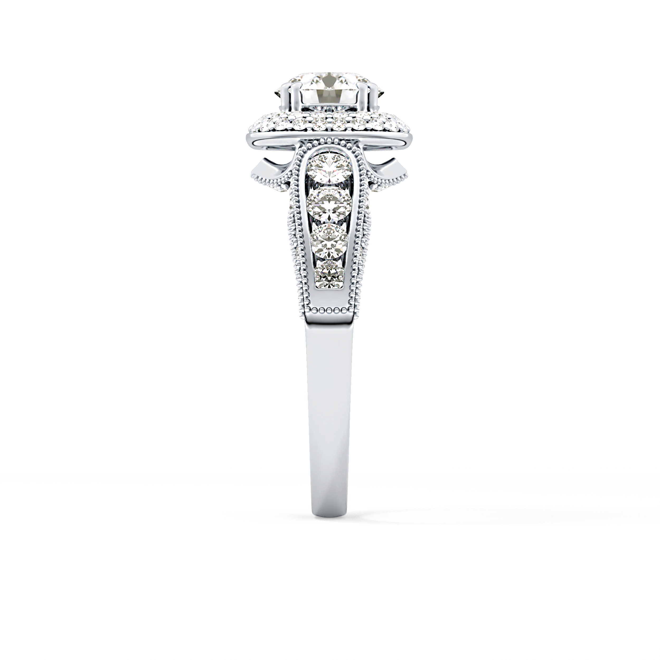 Round Halo & Pave Lab Grown Diamond Engagement Ring