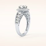 1.05 CT Round Shaped Double Halo & Pave Moissanite Engagement Ring