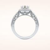 1.05 CT Round Shaped Double Halo & Pave Moissanite Engagement Ring
