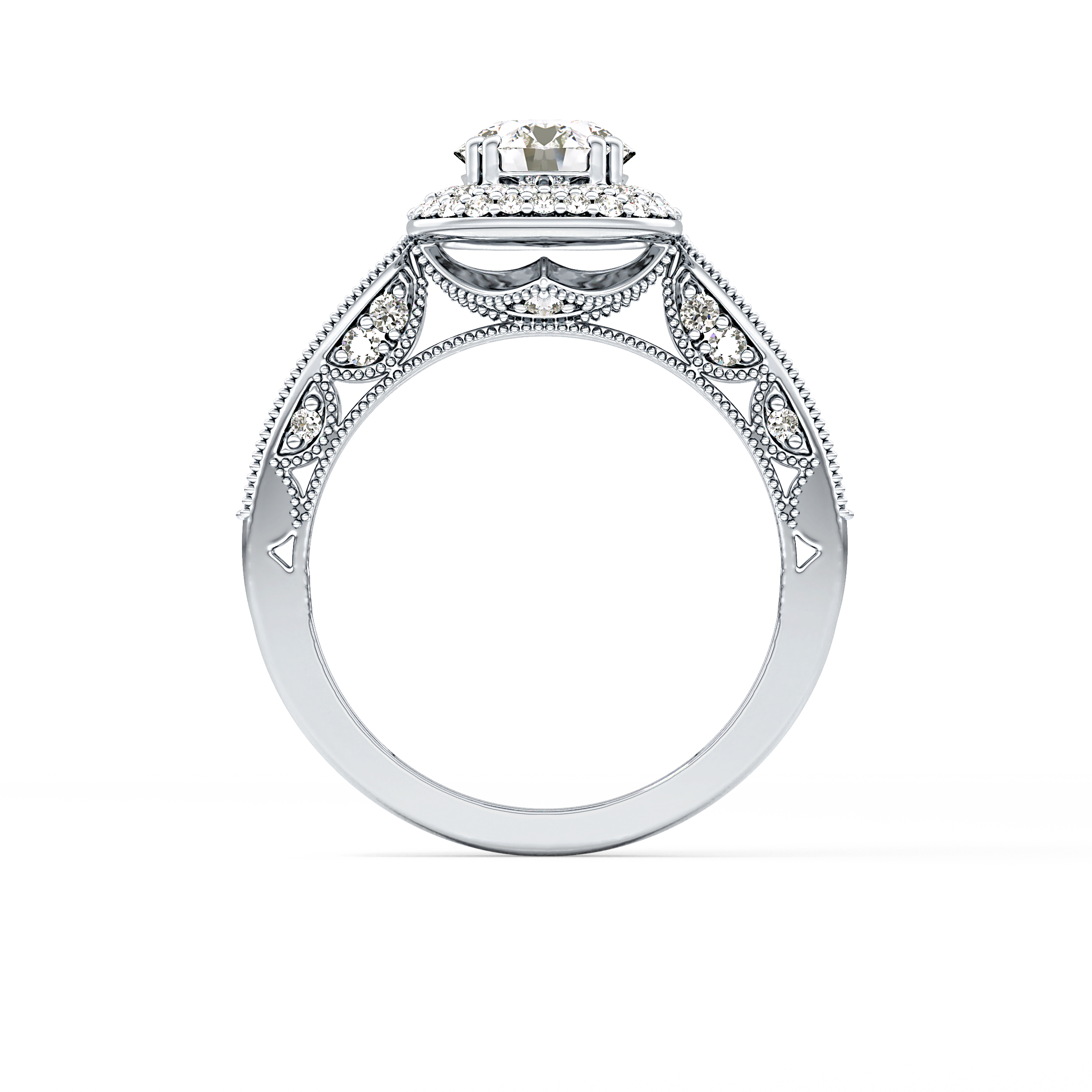 Round Halo & Pave Lab Grown Diamond Engagement Ring