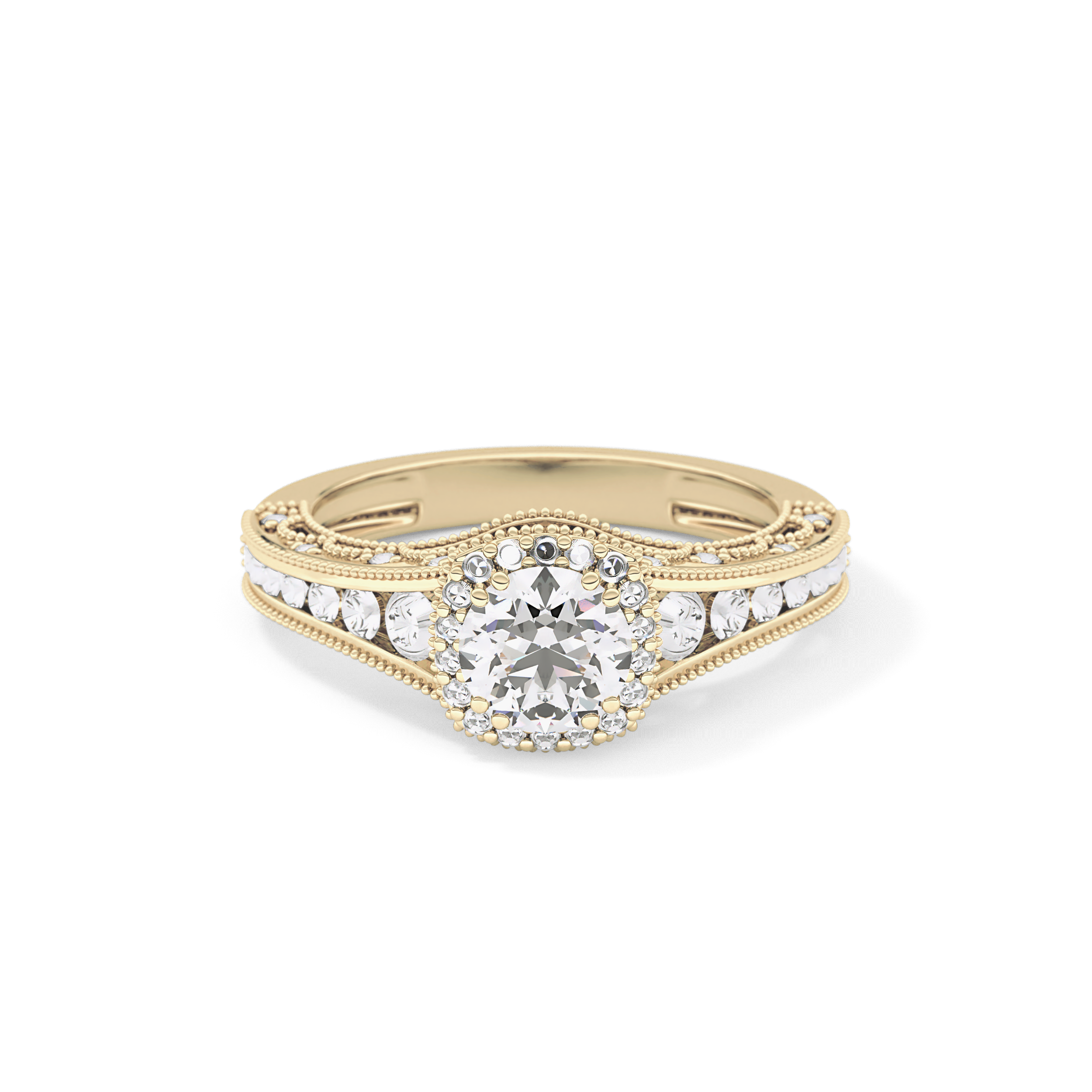 Round Cluster Lab Grown Diamond Engagement Ring