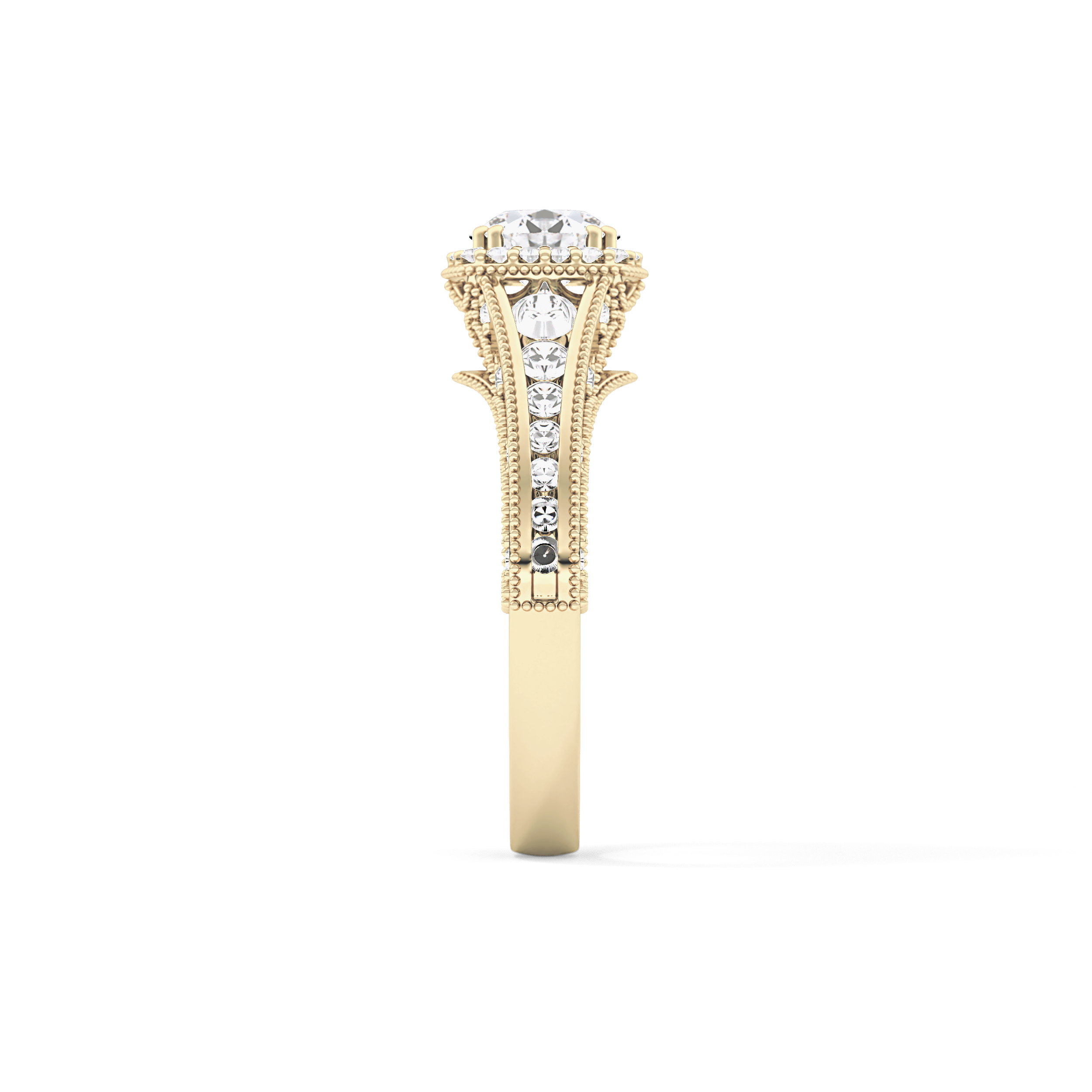 Round Cluster Lab Grown Diamond Engagement Ring