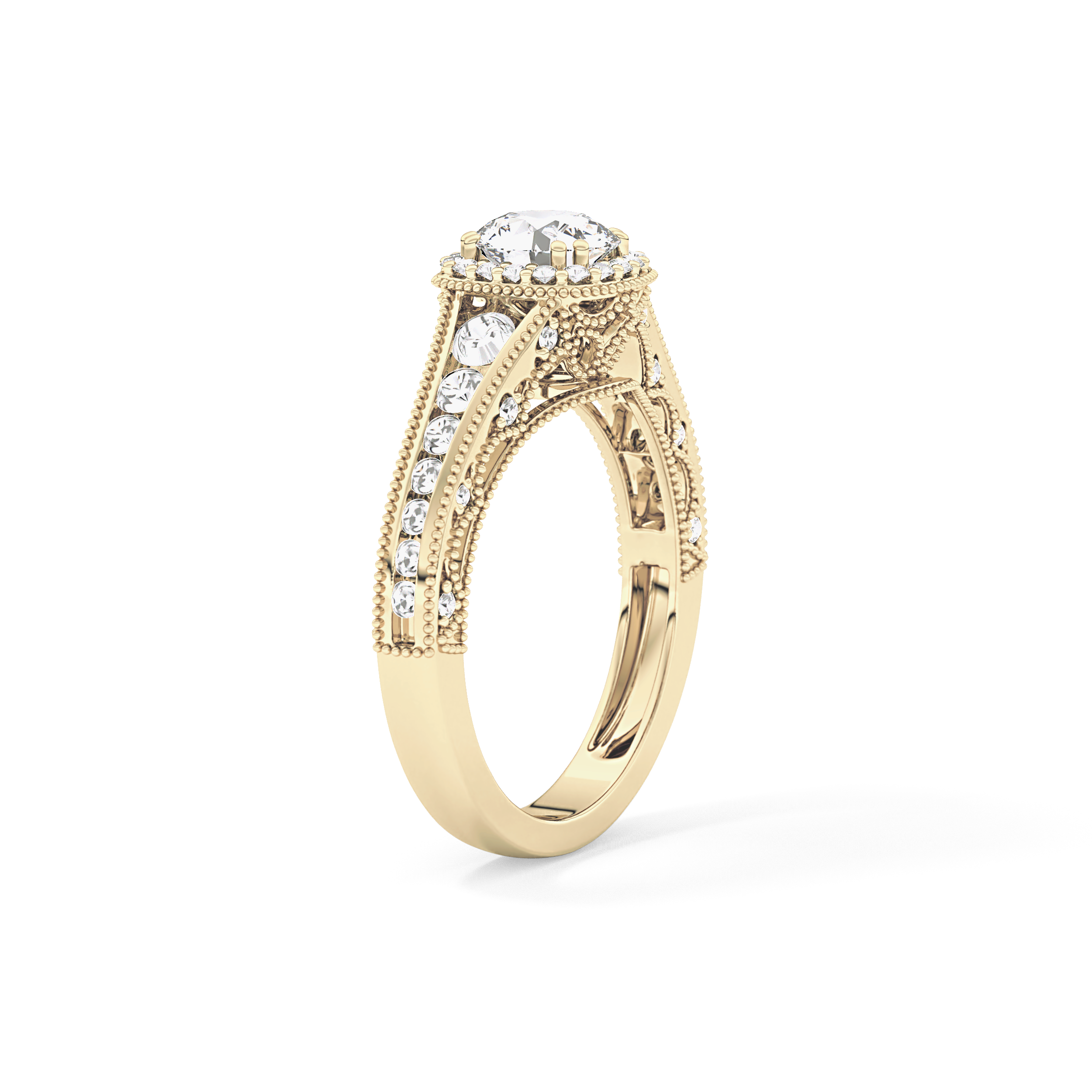 Round Cluster Lab Grown Diamond Engagement Ring