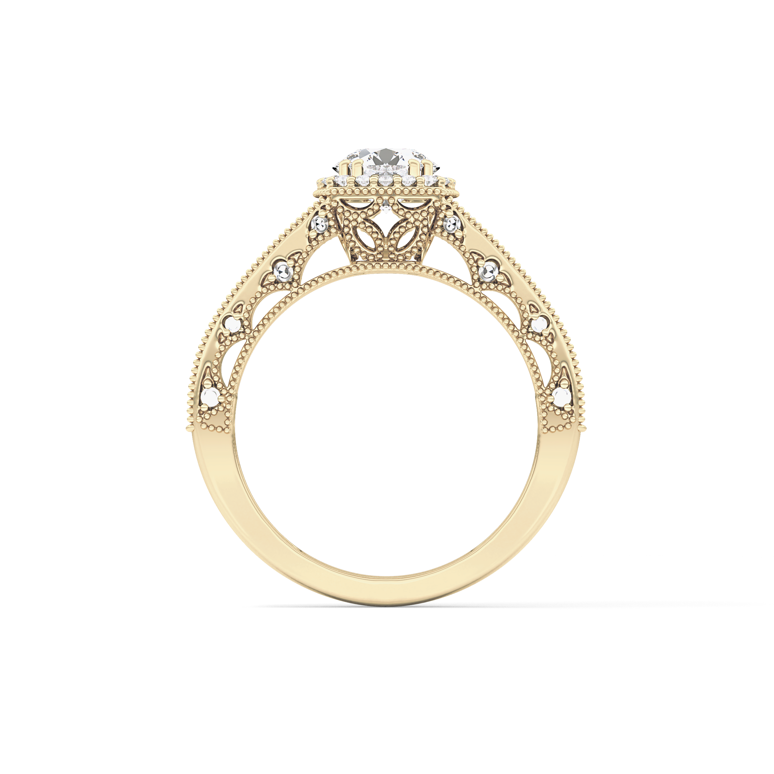 Round Cluster Lab Grown Diamond Engagement Ring