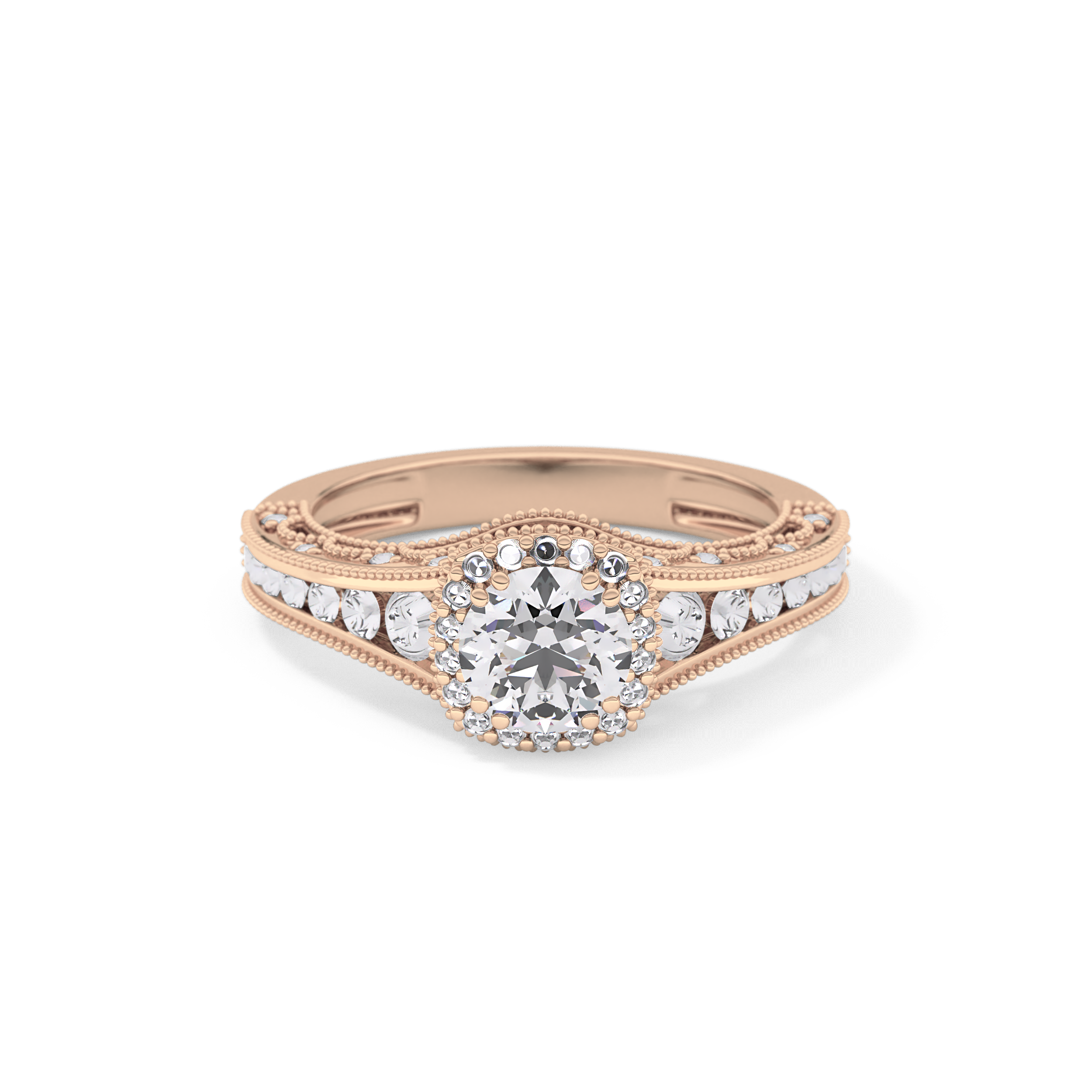 Round Cluster Lab Grown Diamond Engagement Ring
