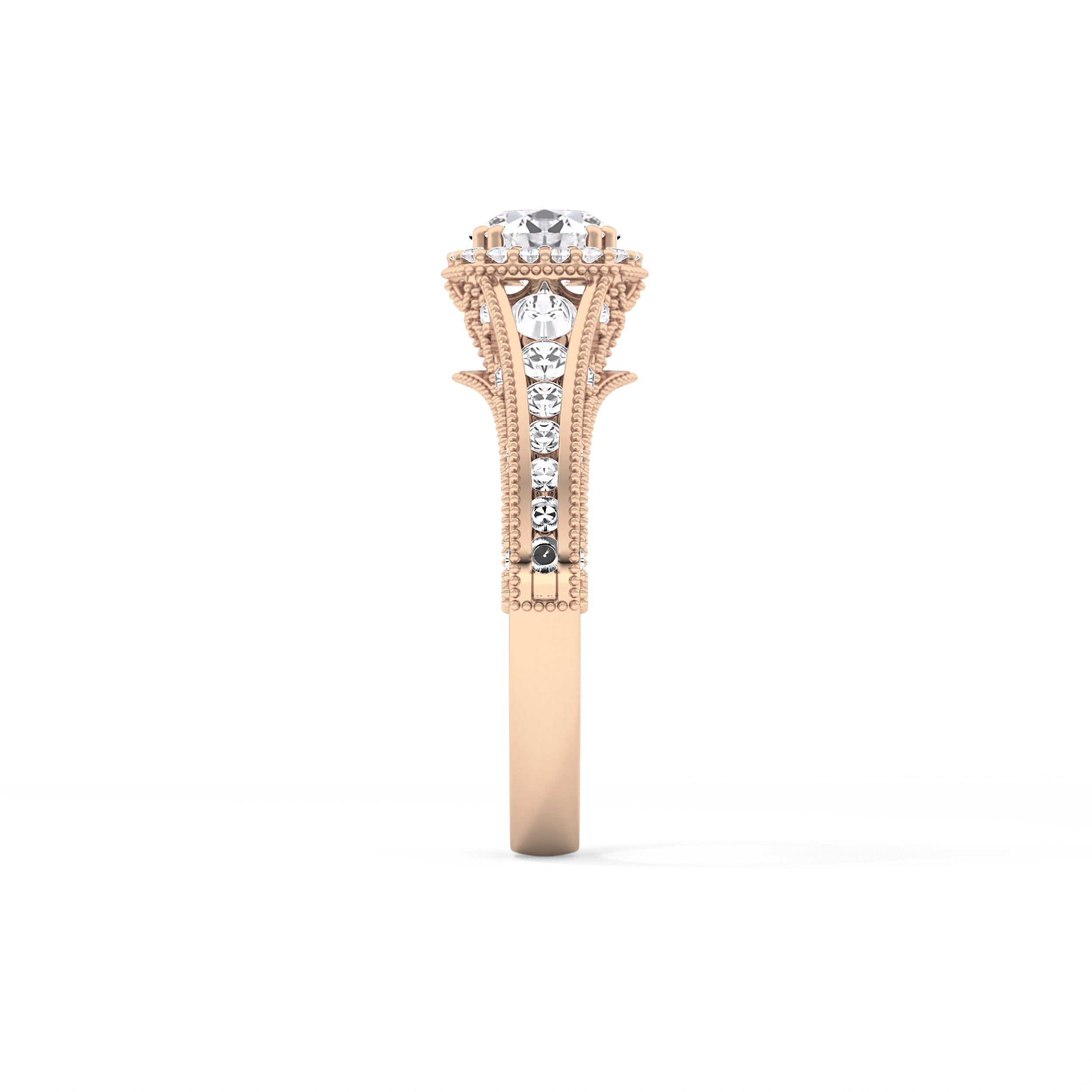 Round Cluster Lab Grown Diamond Engagement Ring