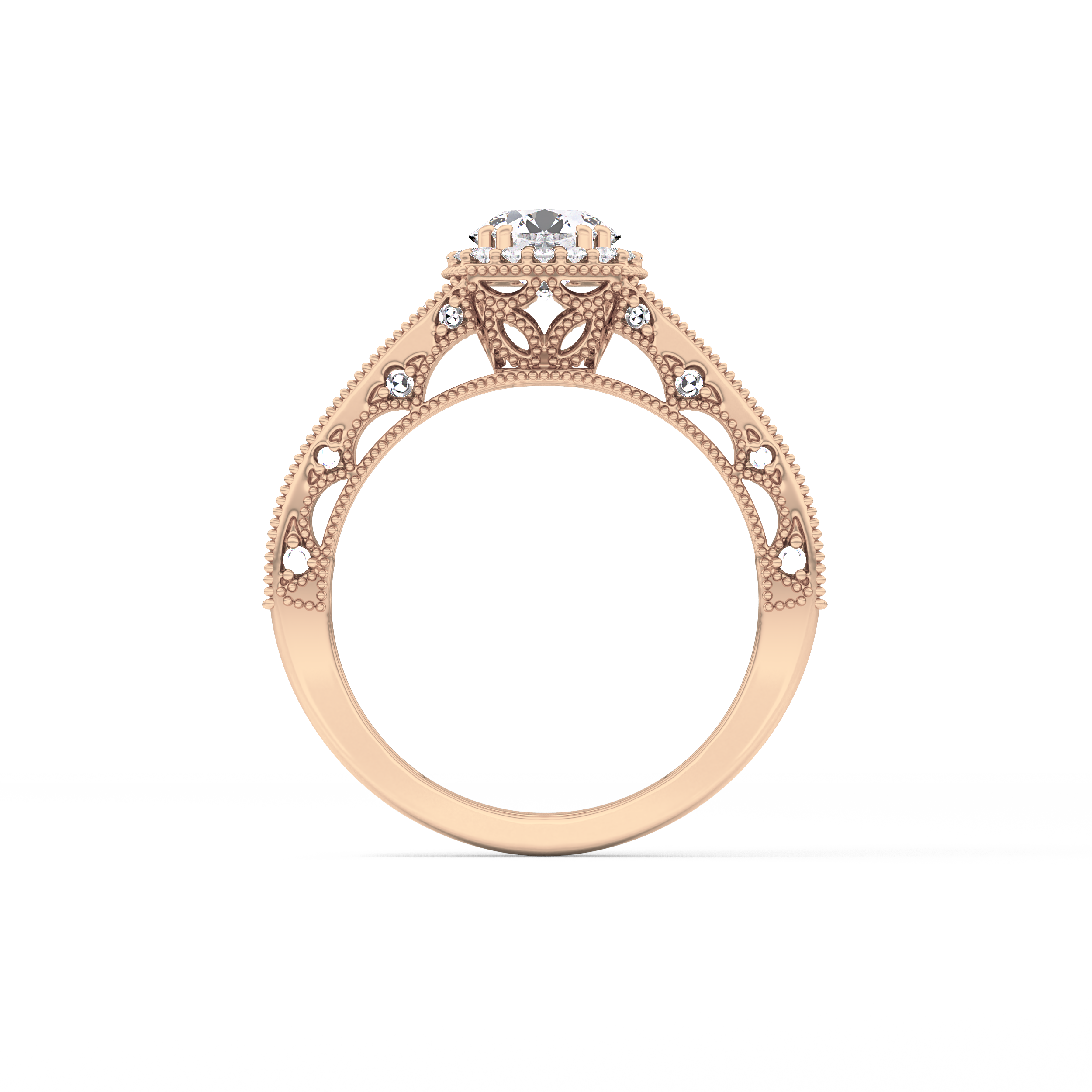 Round Cluster Lab Grown Diamond Engagement Ring