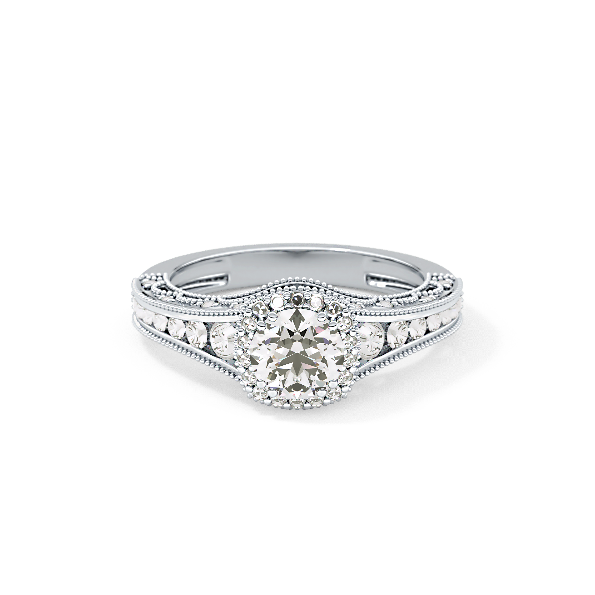 Round Cluster Lab Grown Diamond Engagement Ring