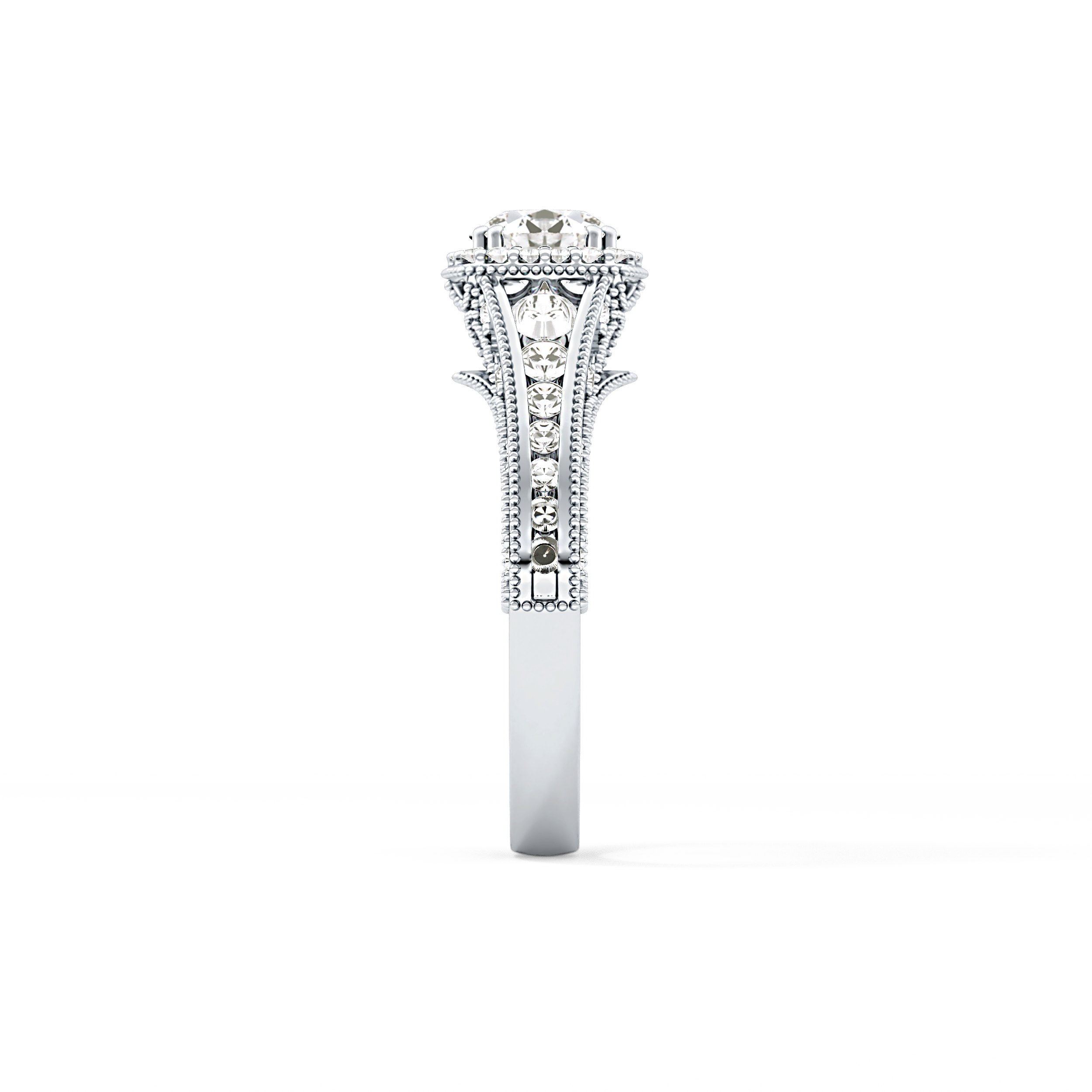 Round Cluster Lab Grown Diamond Engagement Ring