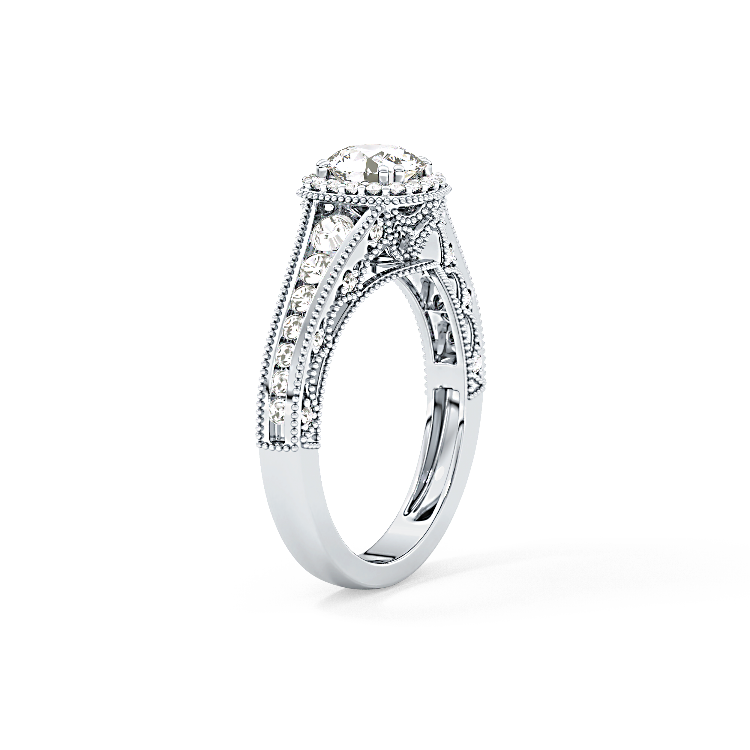 Round Cluster Lab Grown Diamond Engagement Ring
