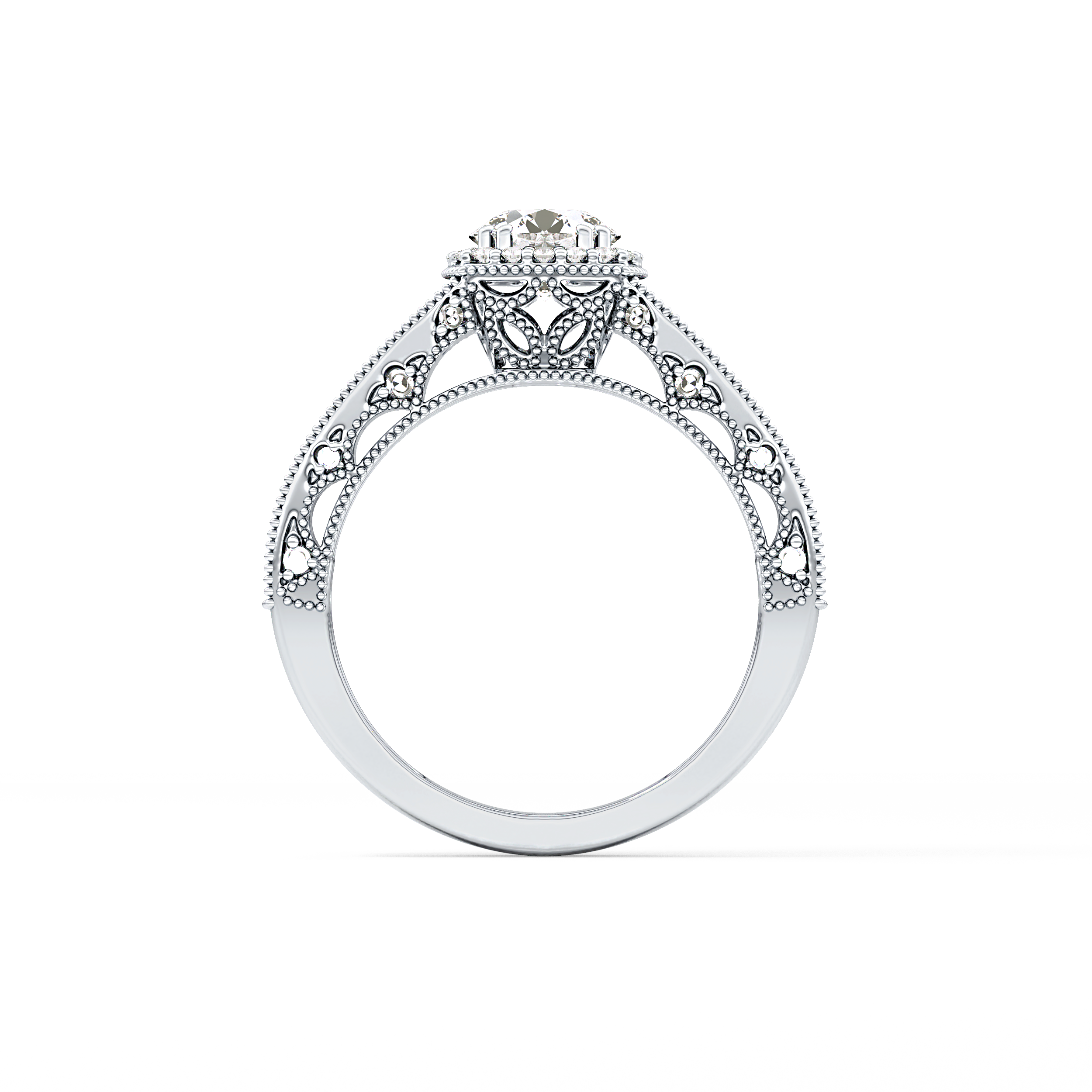 Round Cluster Lab Grown Diamond Engagement Ring