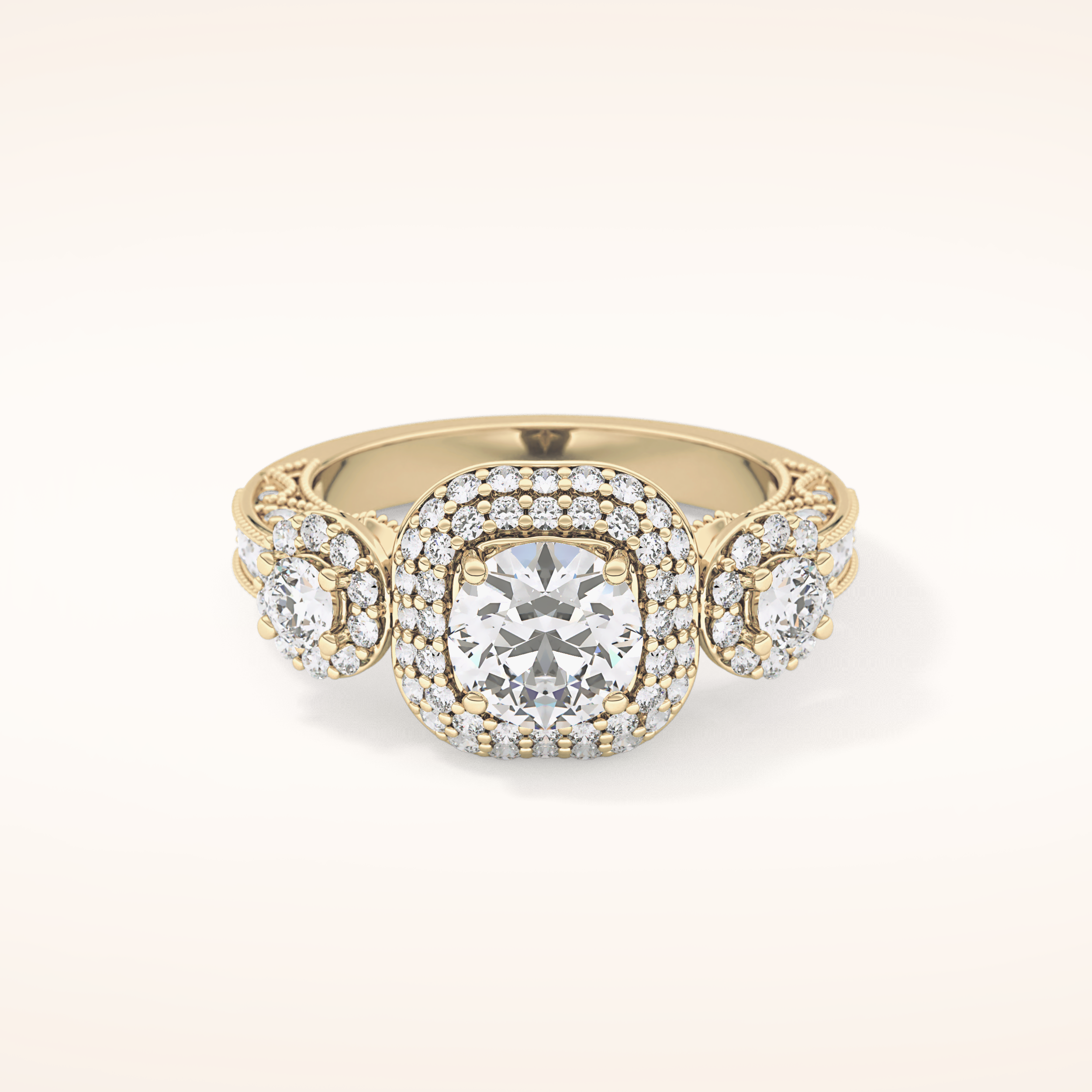 0.84 CT Round Shaped Cluster Moissanite Engagement Ring