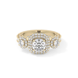 Round Cut Cluster Lab Grown Diamond Engagement Ring