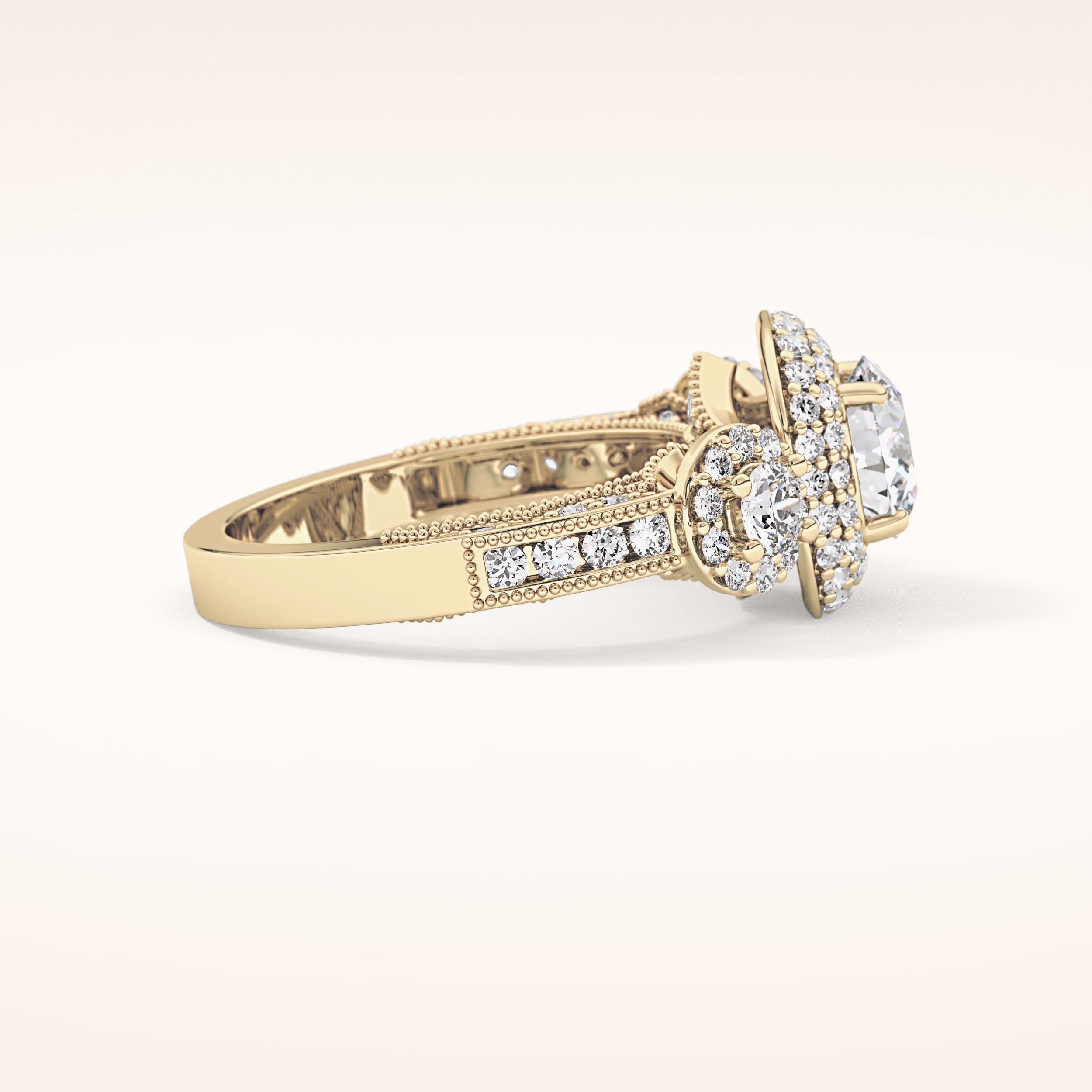0.84 CT Round Shaped Cluster Moissanite Engagement Ring