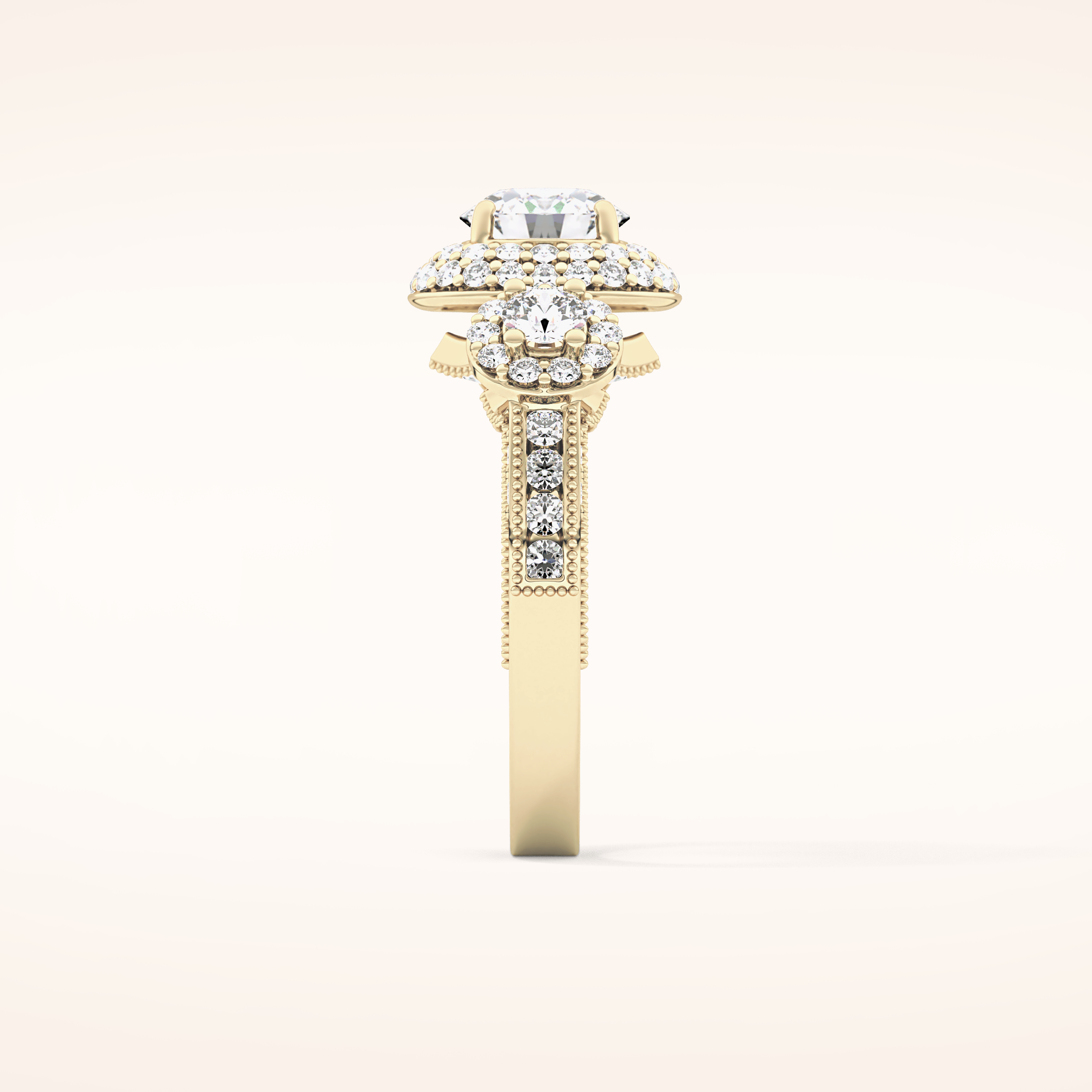 0.84 CT Round Shaped Cluster Moissanite Engagement Ring