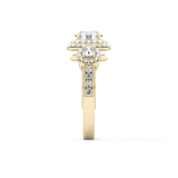 Round Cut Cluster Lab Grown Diamond Engagement Ring