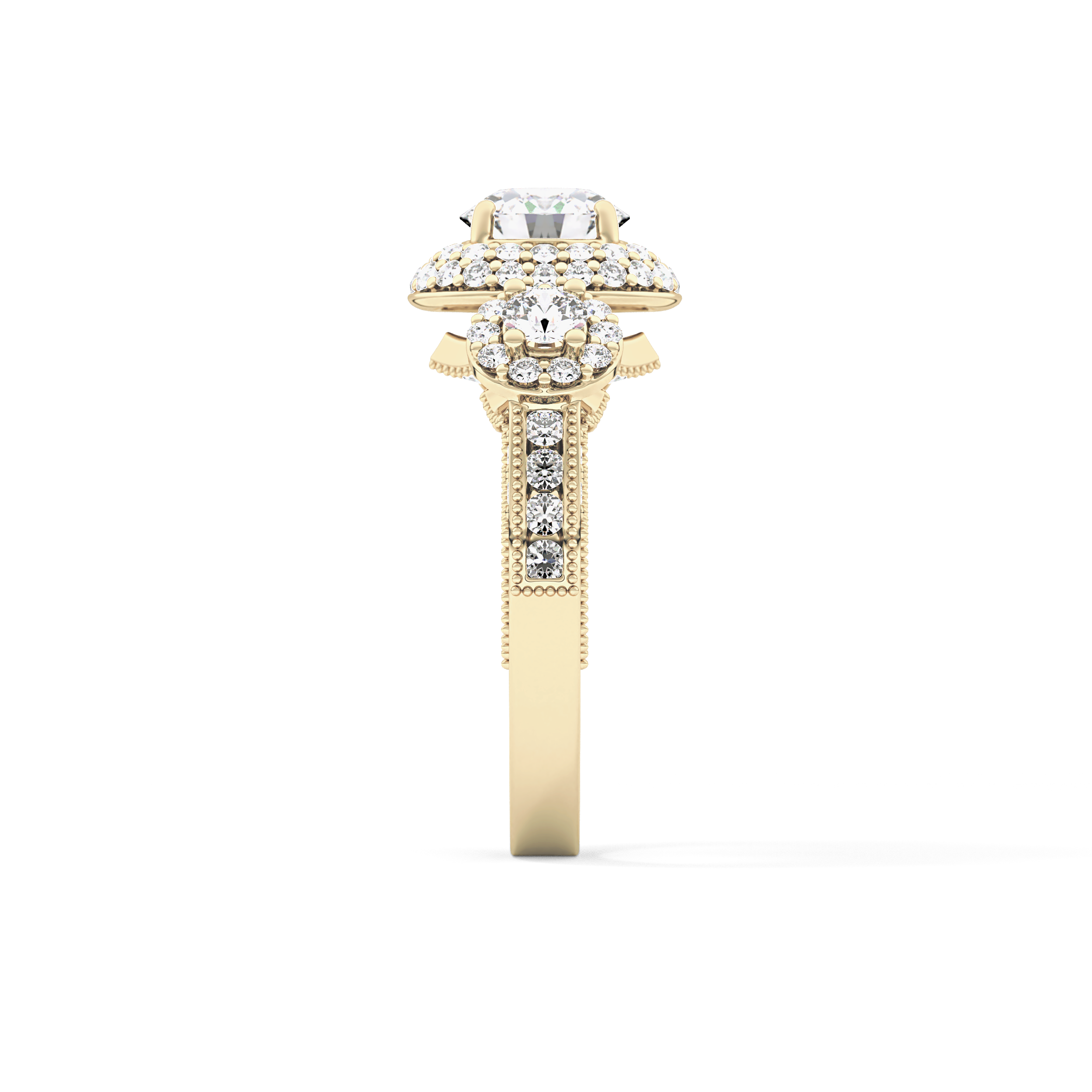 Round Cut Cluster Lab Grown Diamond Engagement Ring