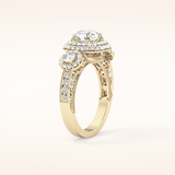0.84 CT Round Shaped Cluster Moissanite Engagement Ring