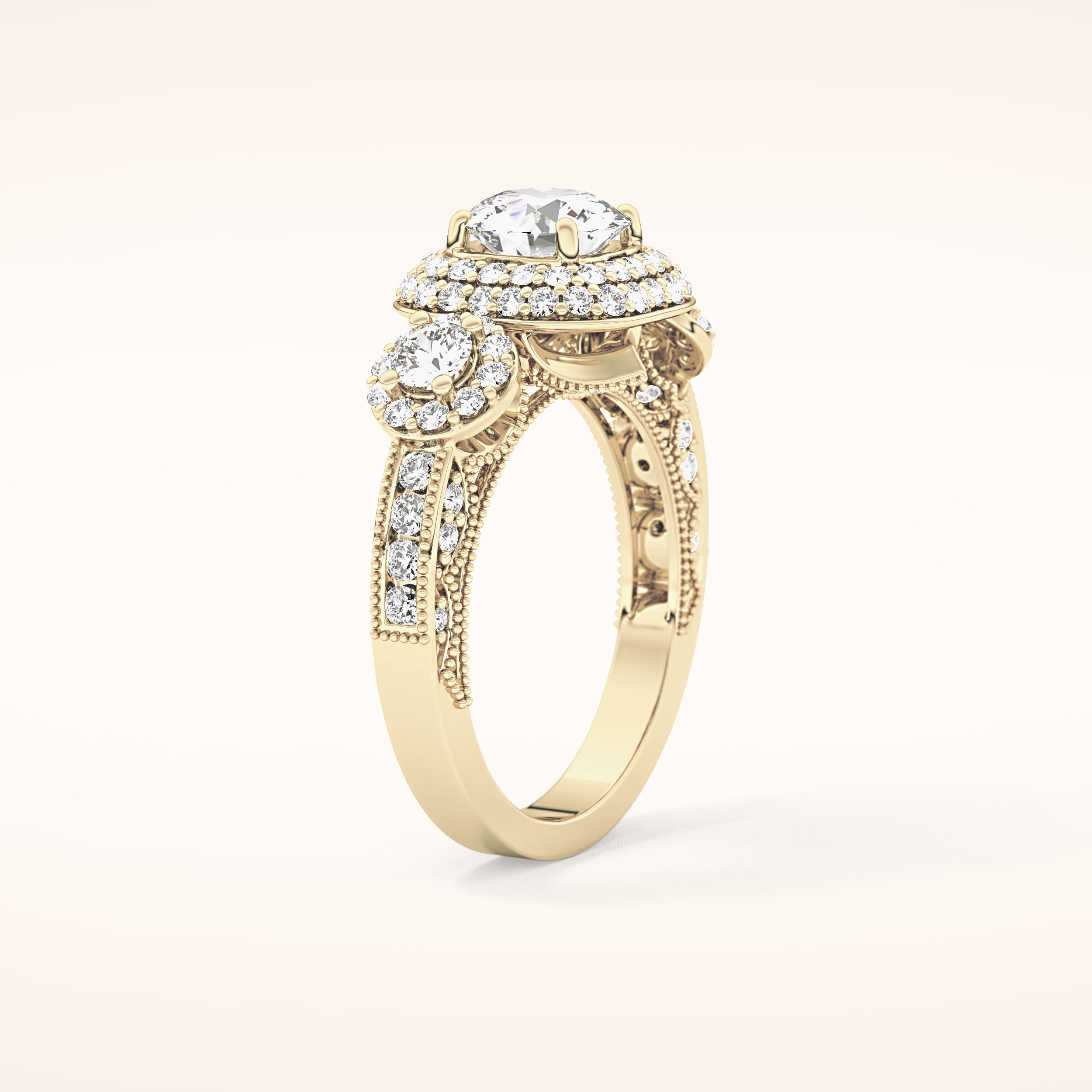 0.84 CT Round Shaped Cluster Moissanite Engagement Ring
